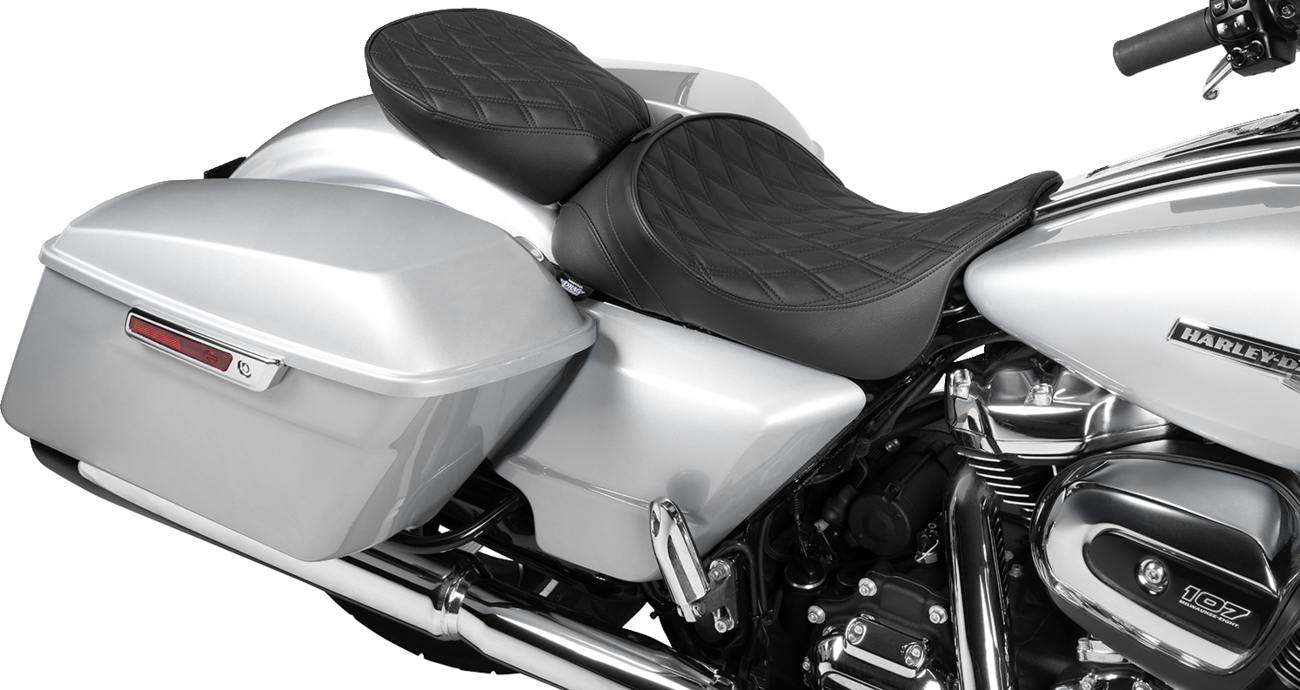 Rear Solo Seat - Wide - Double Diamond - Black Stitch - FL '97-'23 [0801-1953] - Image 2