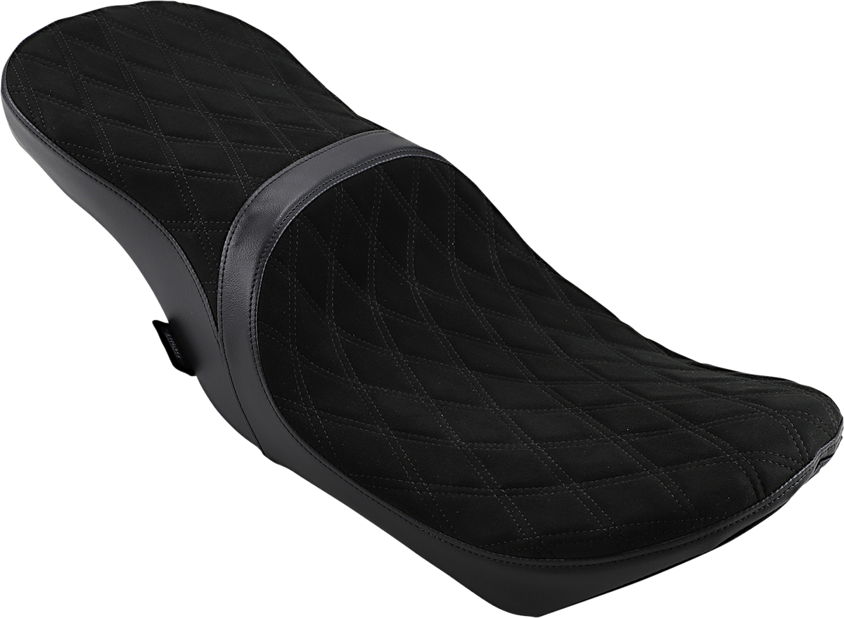 Low Profile Touring Seat - Low Touring Seat - Vinyl - Faux Suede Double Diamond - Yaffe Tanks - FL '08-'23 [0801-1070]