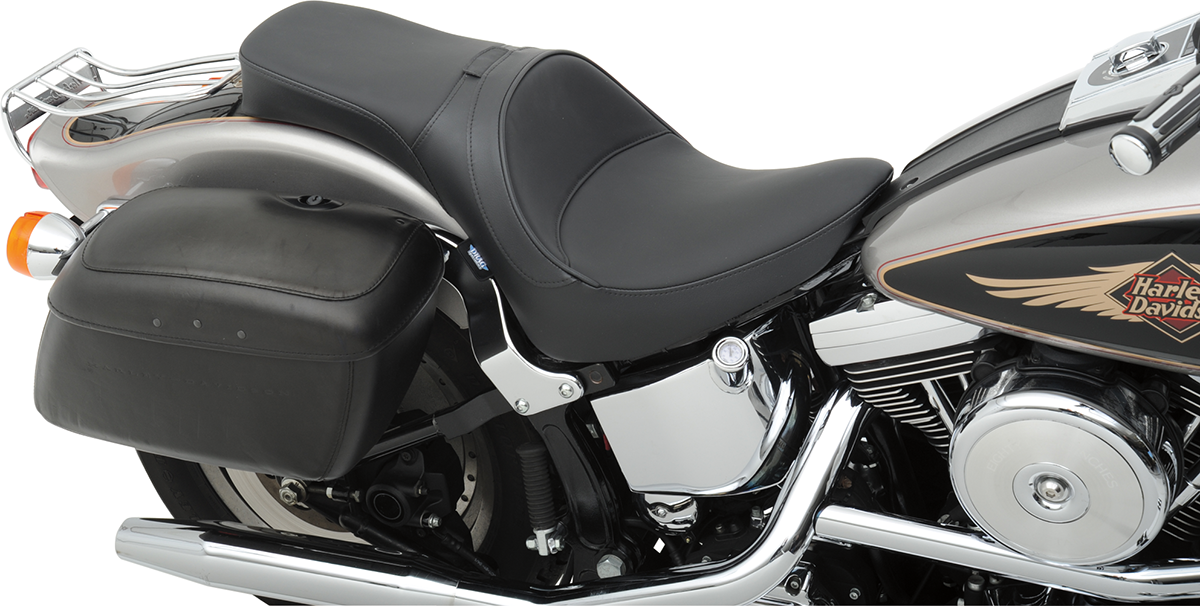 One-Piece Solo-Style Leather Seat - One Piece Smooth Seat - Driver Backrest - FLST/FXST '84-'99 [0802-0729] - Image 3