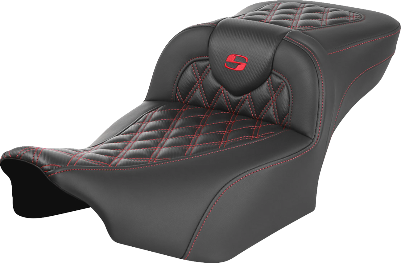 Roadsofa™ Extended Reach Seat - without Backrest - Lattice Stitch - Red Stitch - FLTR/FLHX '23-'24 [0801-1797]