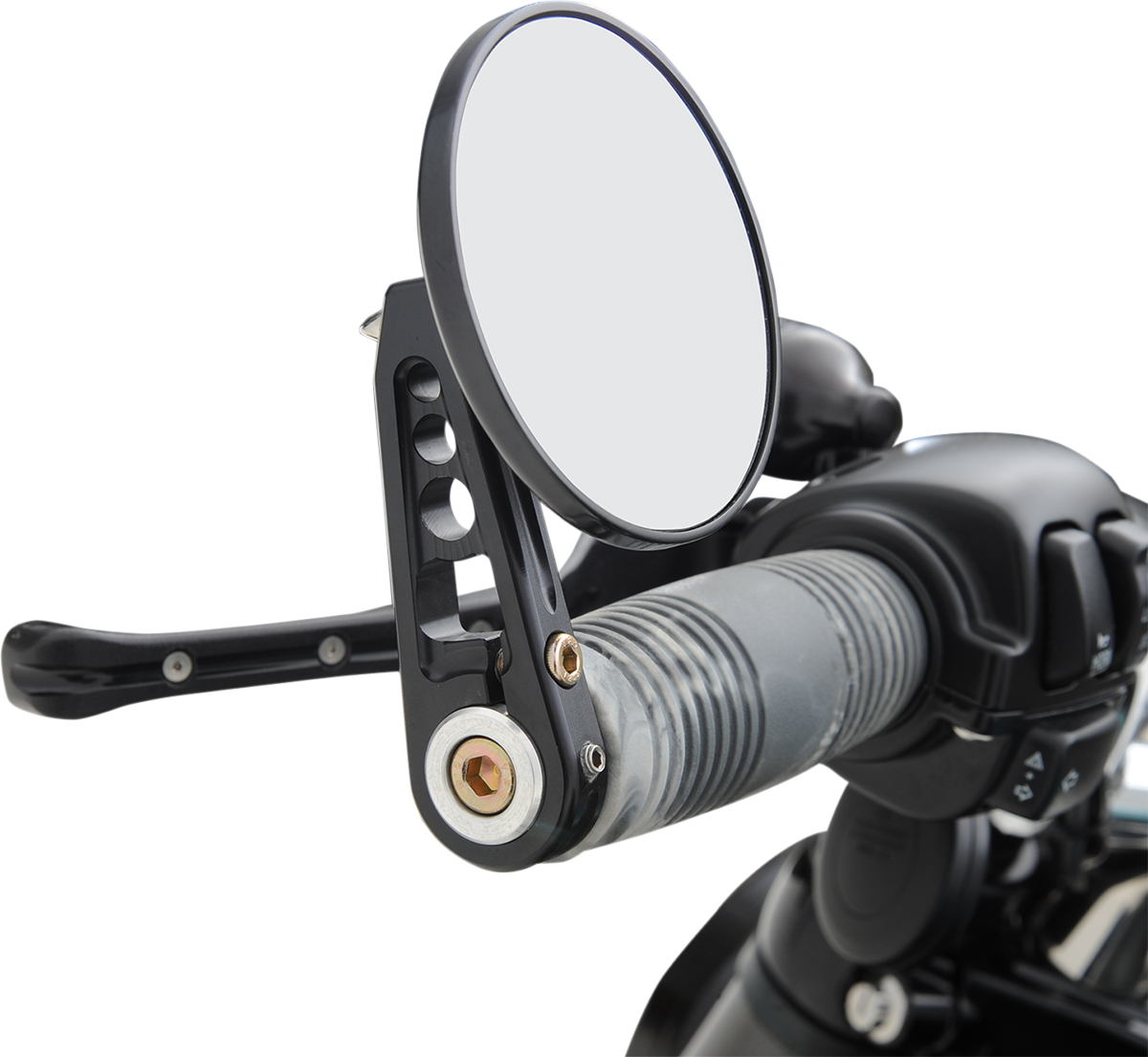 Bar End Mirror - Mirror - Bar End/Side View - Round - Black - Straight - 3-1/4" [0640-0608] - Image 3