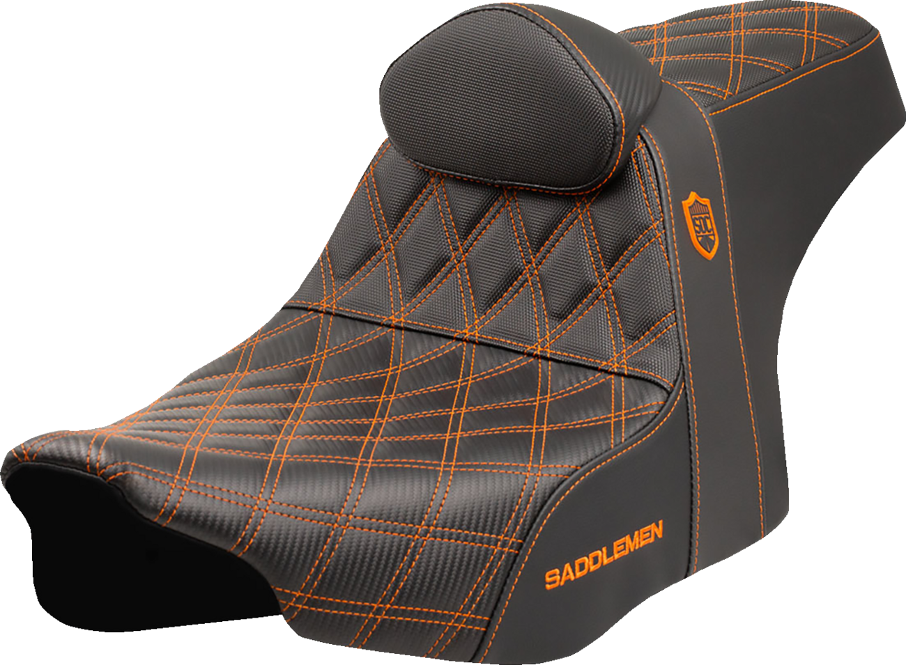 Pro Series SDC Performance Grip Seat - Pro Series SDC Performance Seat - Orange Stitching - w/ Backrest - FLT/FLH '23-'25 [0801-2009]