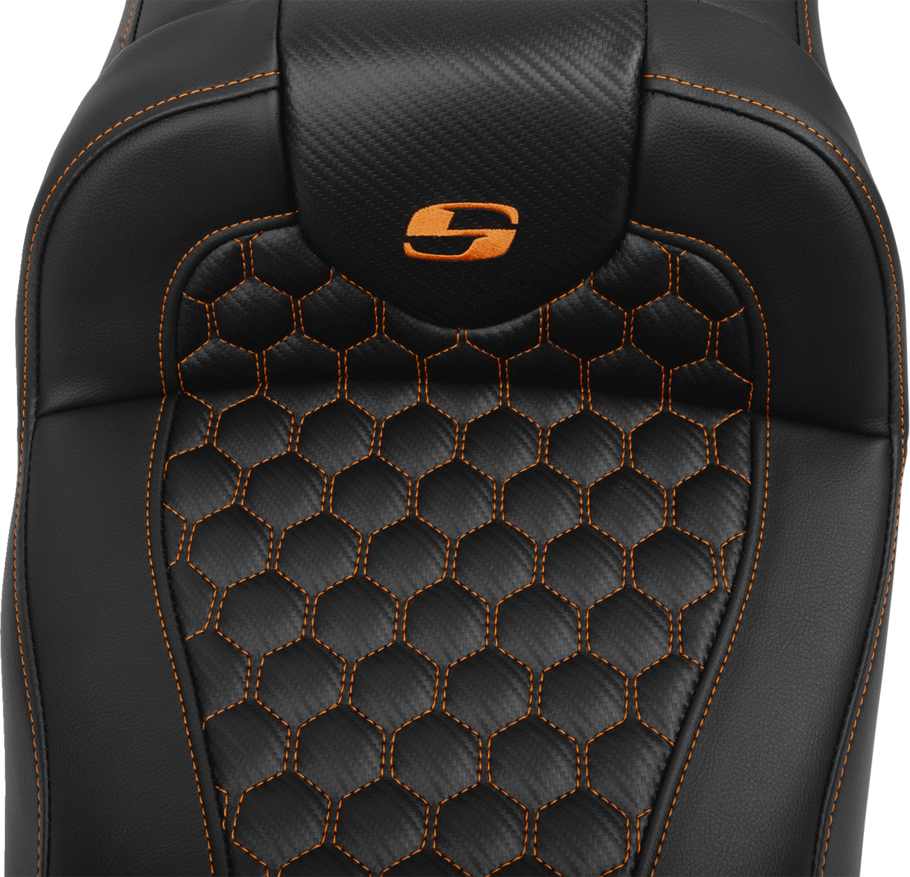 Roadsofa™ Extended Reach Seat - with Backrest - Honeycomb - Orange Stitch - FLTR/FLHX '23-'24 [0801-1765] - Image 5