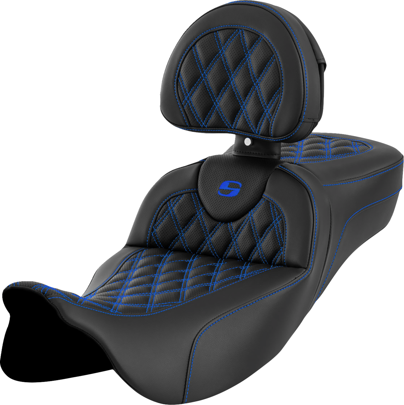 Roadsofa™ Extended Reach Seat - Lattice Stitch - Blue Stitch - with Backrest - FL '08-'24 [0801-1618]