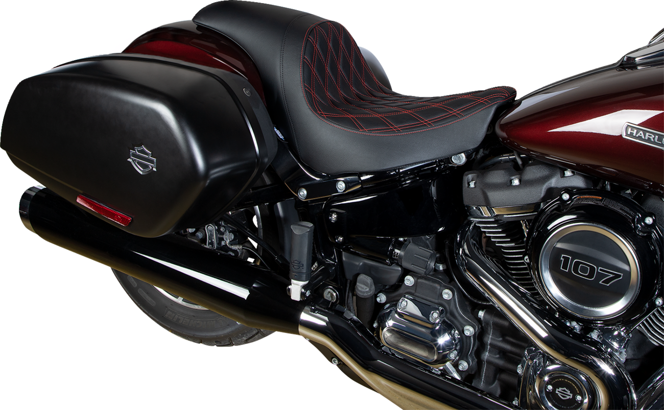 Predator Seat - Double Diamond w/ Red Sitching - Vinyl - FLSB/FXLR '18-'23 [0802-1519] - Image 2