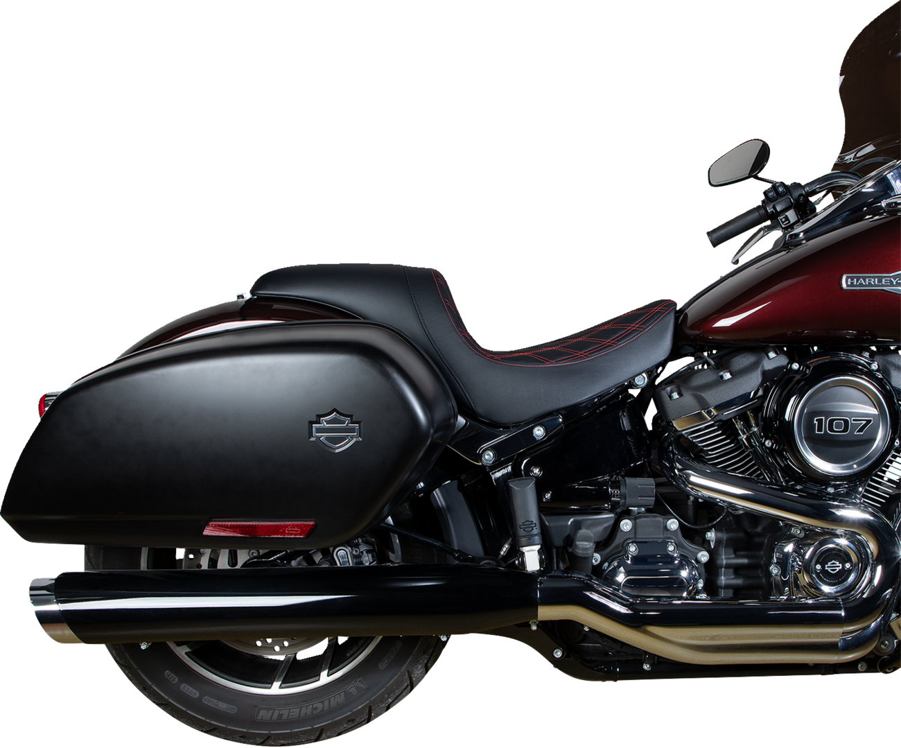 Predator Seat - Double Diamond w/ Red Sitching - Vinyl - FLSB/FXLR '18-'23 [0802-1519] - Image 3