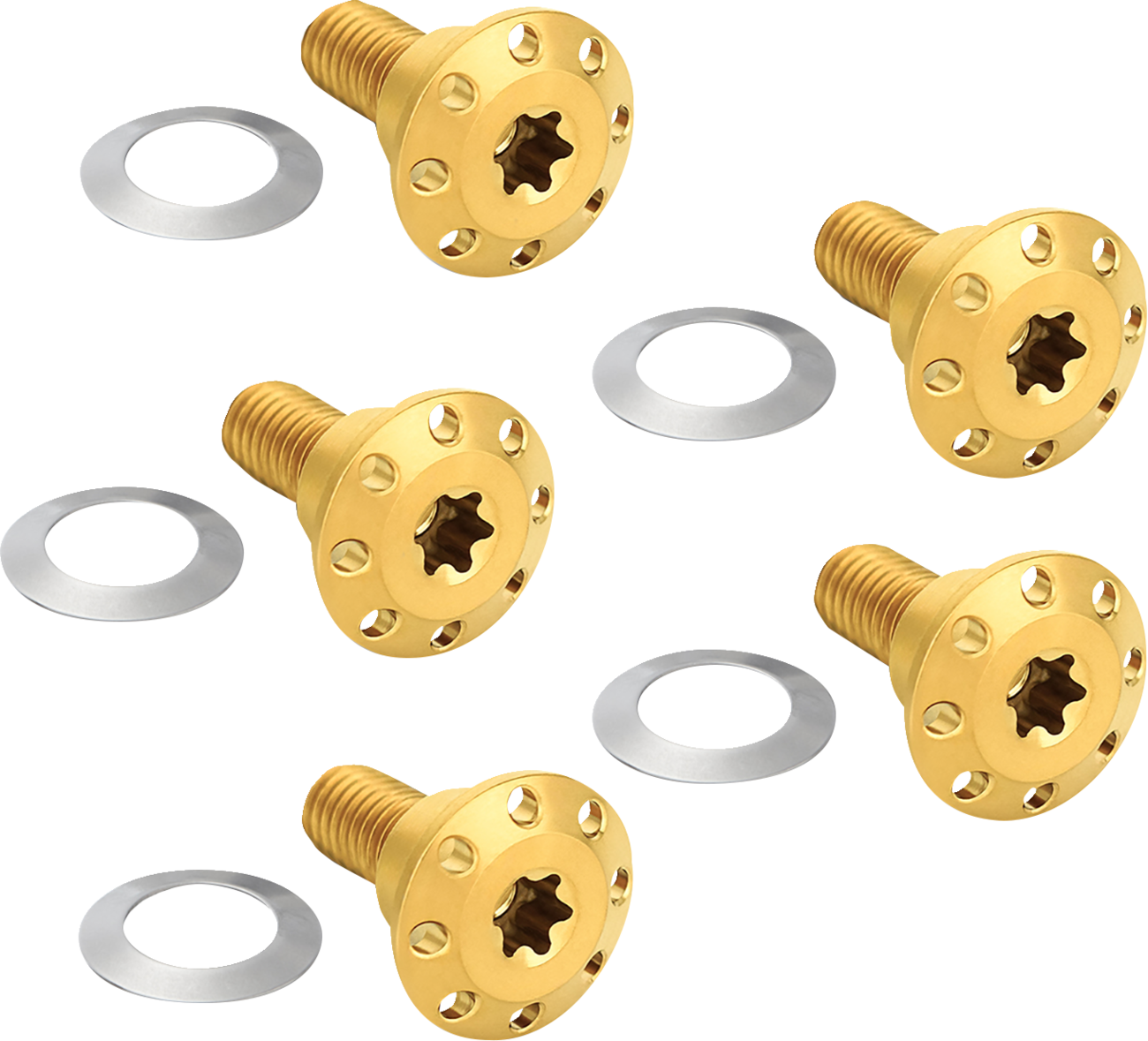 Holeshot Front Floating Brake Rotor Bolt Kit - Bolt Kit - Holeshot/Front/Floating/Brake Rotor - Spoke Mount - Gold - 5 Pack [2401-1716]