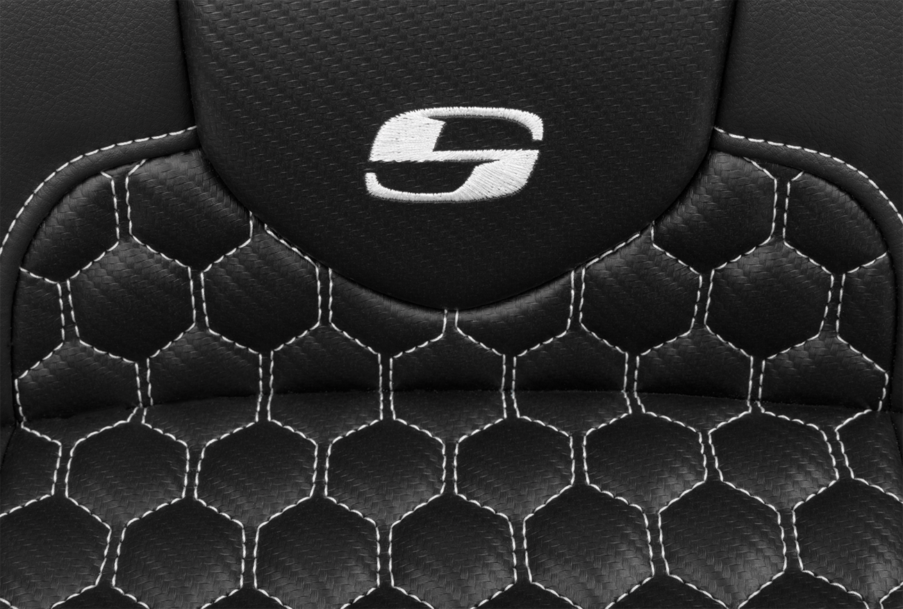 Roadsofa™ Extended Reach Seat - with Backrest - Honeycomb - White Stitch - FLTR/FLHX '23-'24 [0801-1768] - Image 5