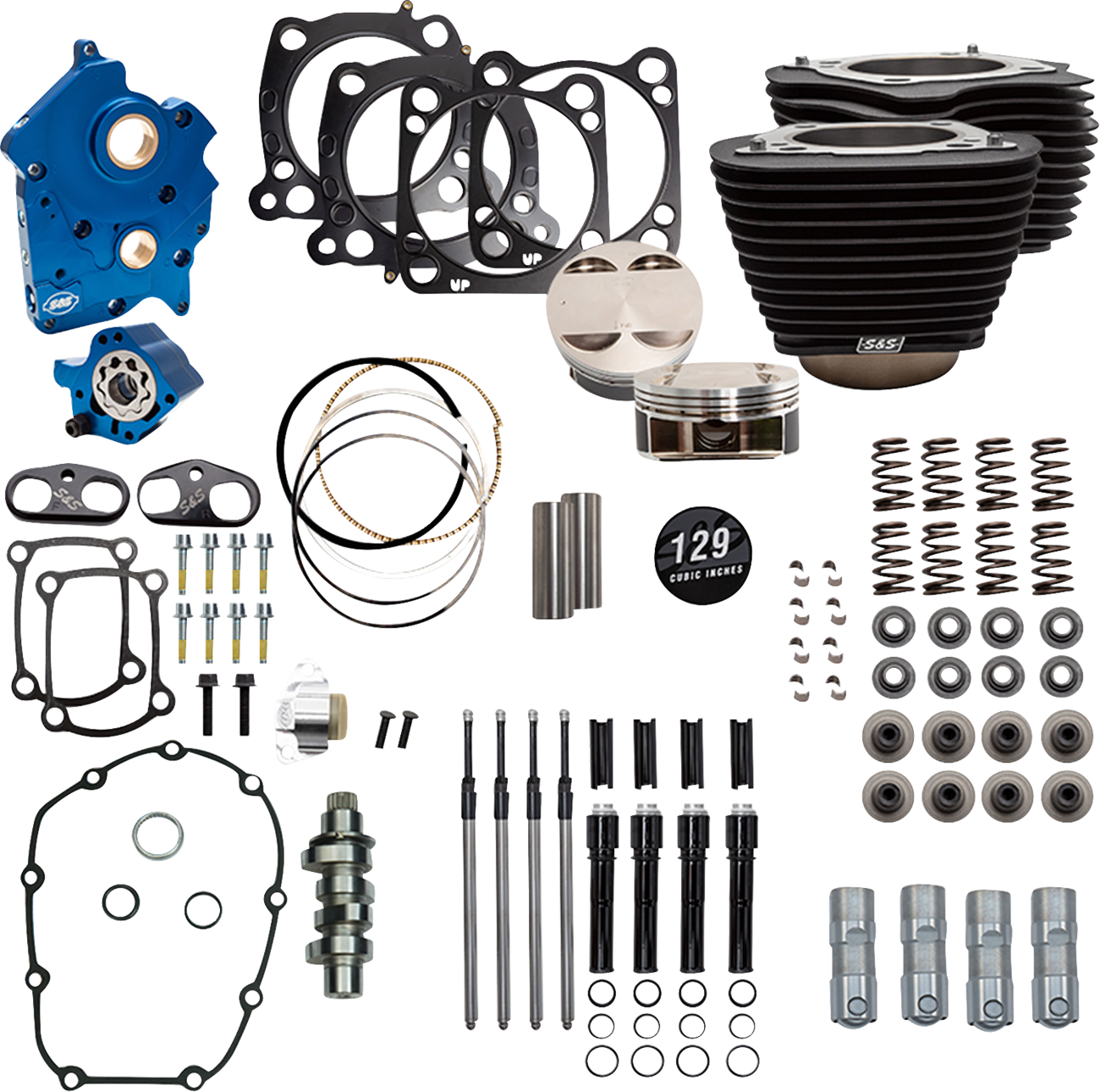129" Power Package for M8 - 129" Power Pack - 550 Chain Drive - Oil Cooled - Wrinkle Black w/o Highlight Fins - 107" M8 [0904-0165]