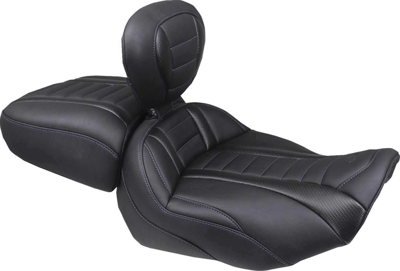 Wide Deluxe Touring Passenger Seat - Deluxe Passenger Seat - Wide - Sky Blue Stitch - FLT/FLH '23-'25 [0801-2123] - Image 3
