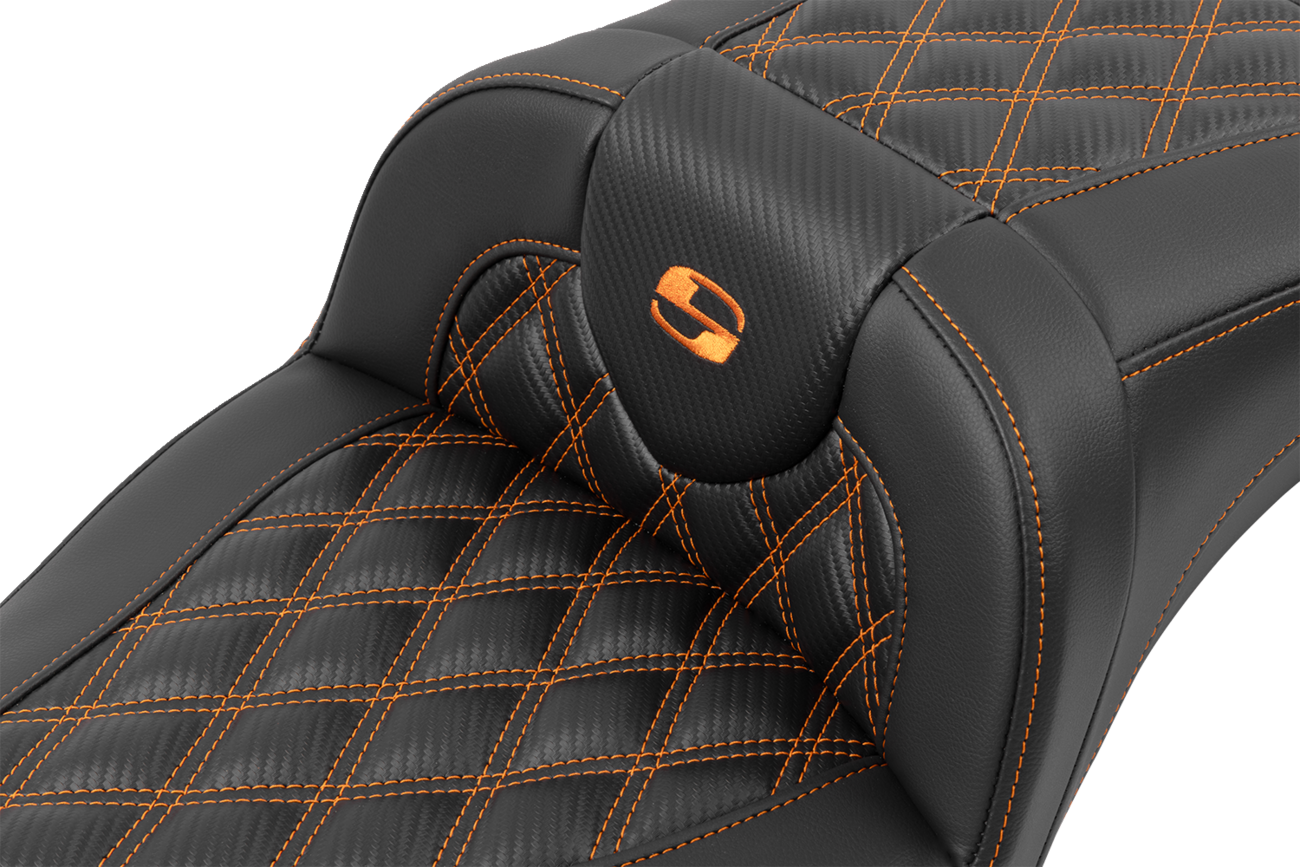 Roadsofa™ Extended Reach Seat - without Backrest - Lattice Stitch - Orange Stitch - FL/FX '23-'24 [0801-1796] - Image 2