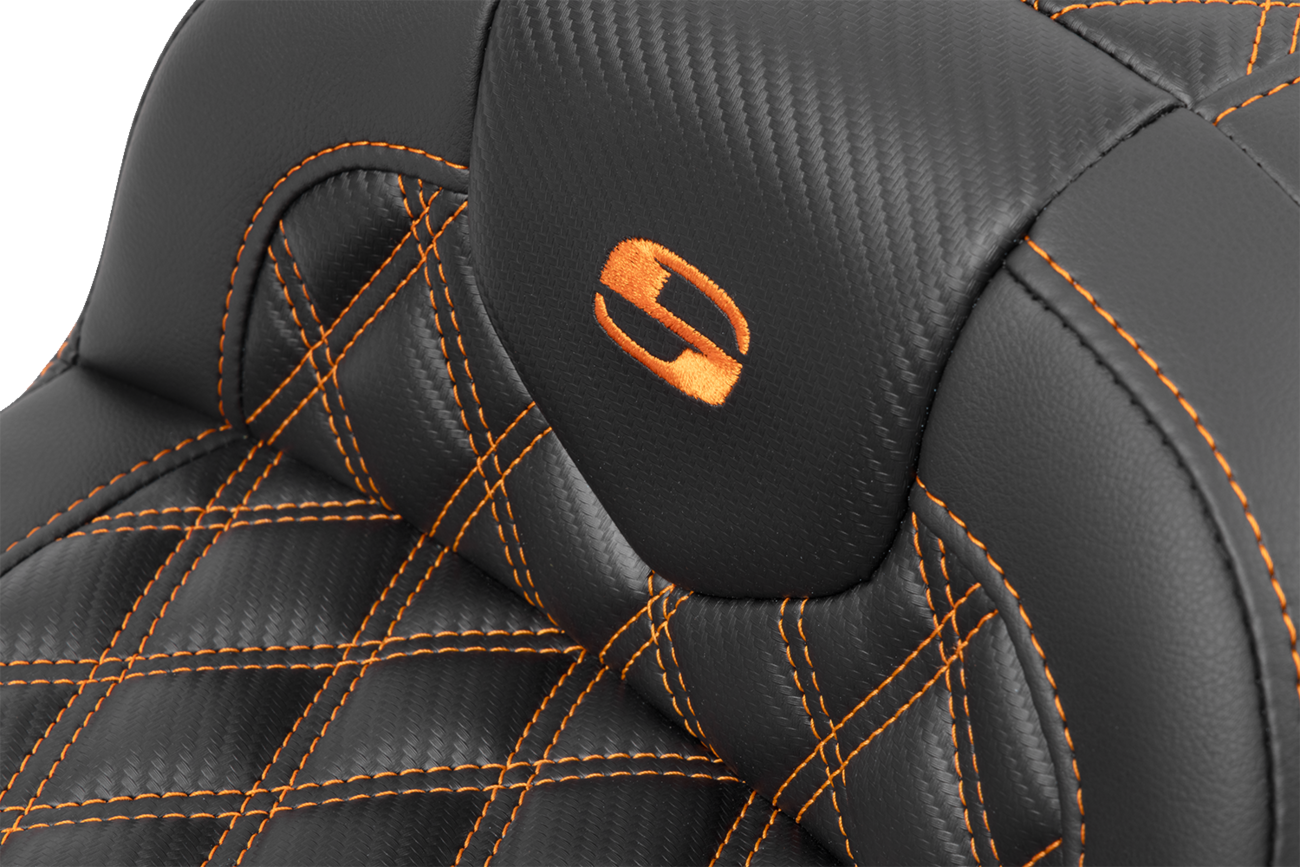Roadsofa™ Lattice Stitch Seat - RoadSofa™ Seat - without Backrest - Carbon Fiber - Orange Stitch - FL/FX '23-'24 [0801-1782] - Image 2