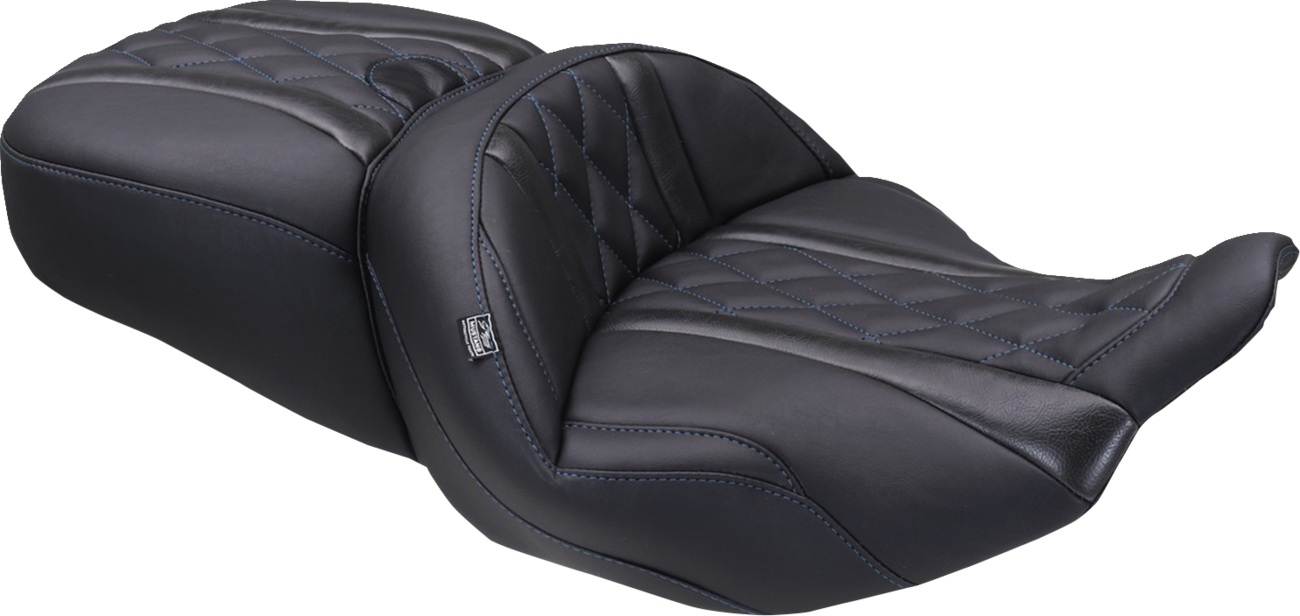Deluxe Touring Seat - Deluxe One-Piece, 2-Up Seat - Diamond - Sky Blue Stitch - FLT/FLH '23-'25 [0801-2131]