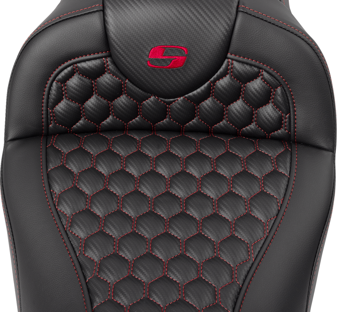 Honeycomb Roadsofa™ Seat - RoadSofa™ Seat - Honeycomb - Red Stitch - with Backrest - FLH/FLT '08-'23 [0801-1643] - Image 5