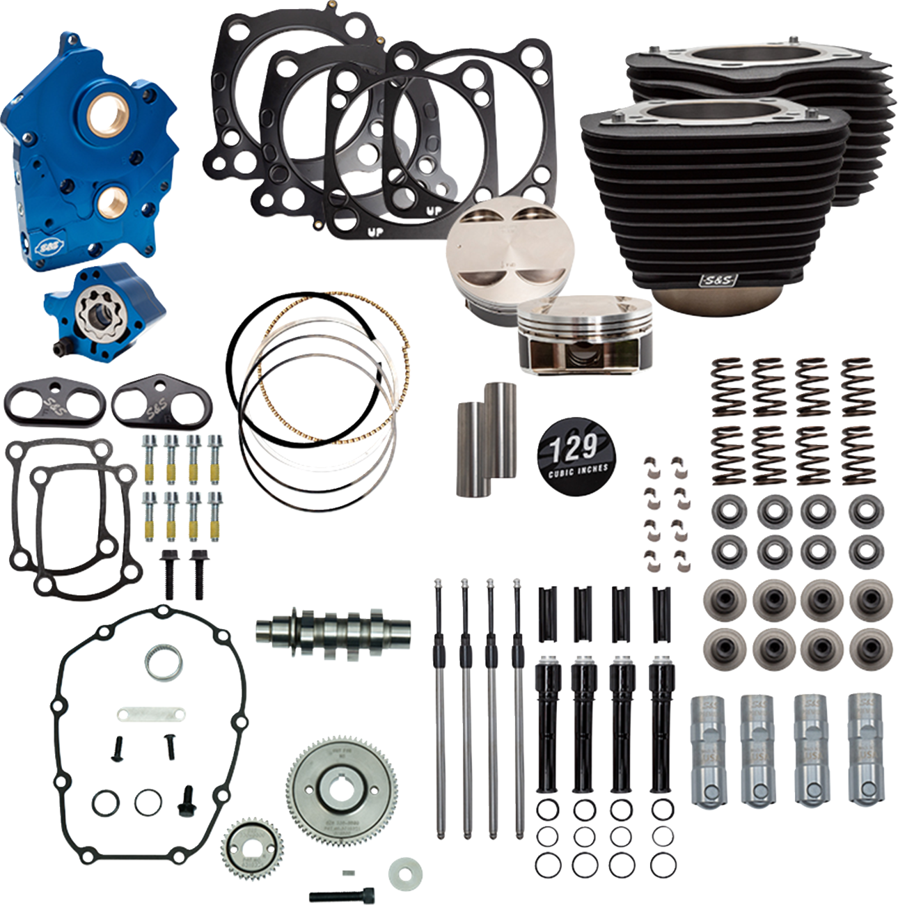 129" Power Package for M8 - 129" Power Pack - 550 Gear Drive - Oil Cooled - Wrinkle Black w/o Highlight Fins - 107" M8 [0904-0157]