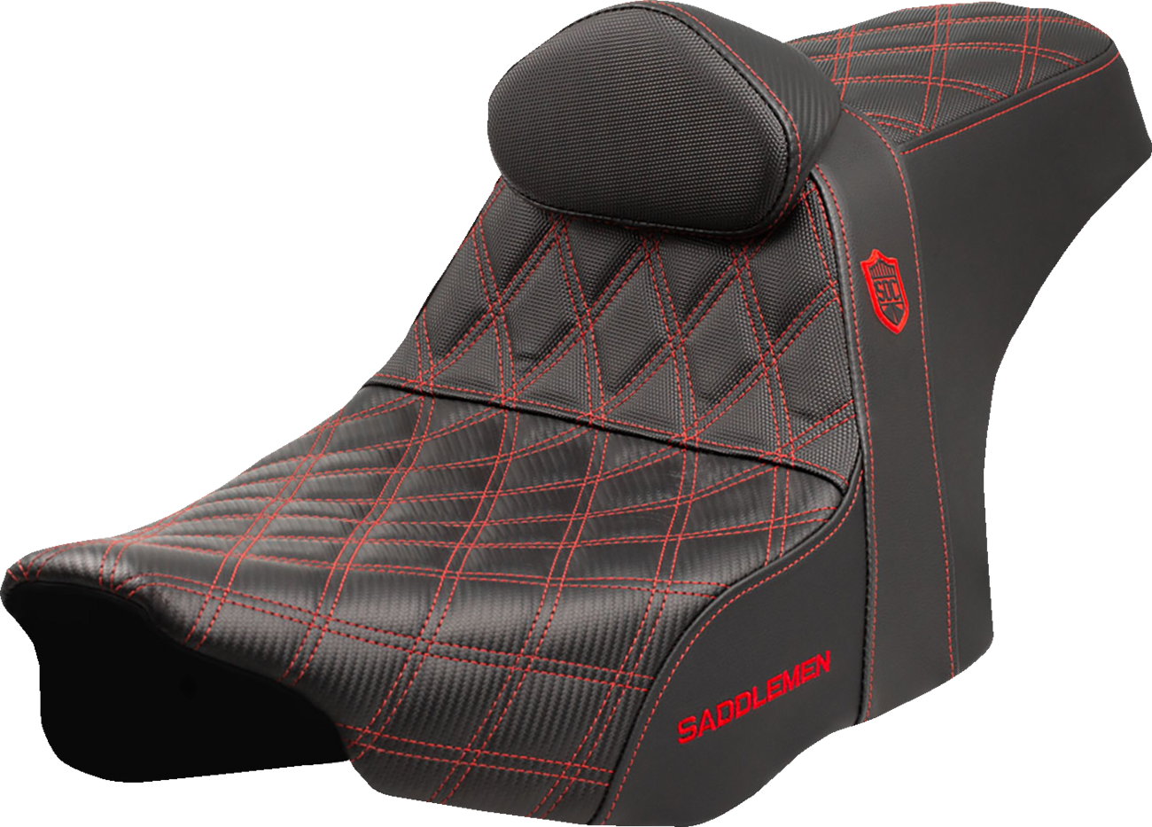 Pro Series SDC Performance Grip Seat - Pro Series SDC Performance Seat - Red Stitching - w/ Backrest - FLT/FLH '23-'25 [0801-2010]