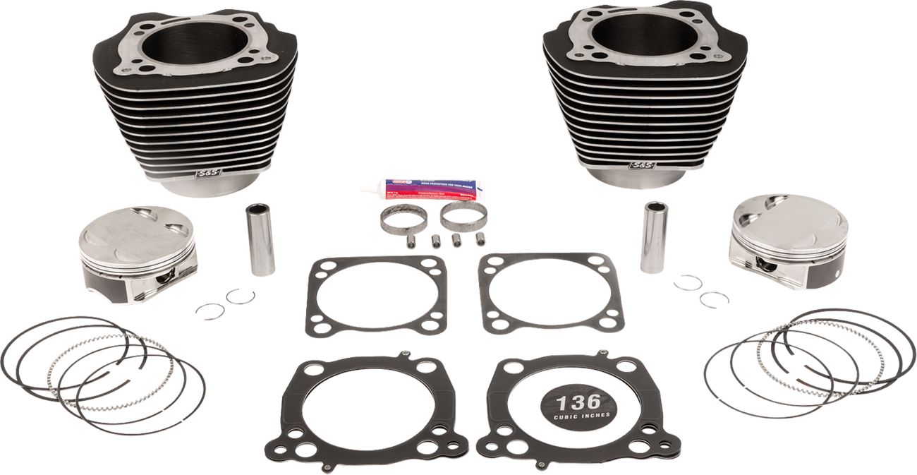 Big Bore Cylinder Kit - 136" Cylinder Kit - 4.625" Stroke - Wrinkle Black w/Highlighted Fins - M8 [0931-1209]