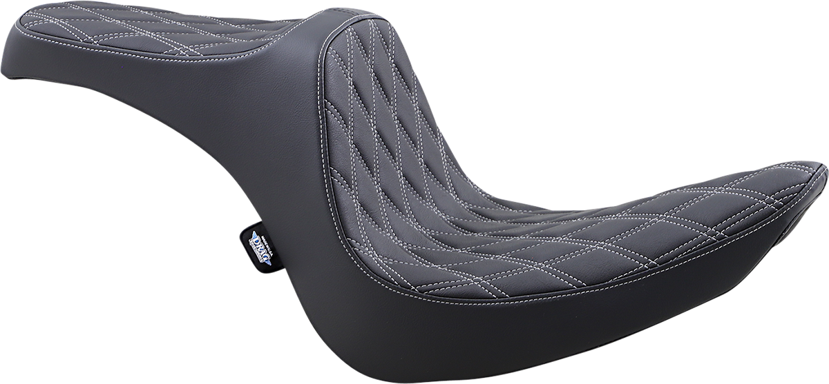 Predator III Seat - Predator III 2-Up Seat - Vinyl - Double Diamond - Silver Stitching - Softail '06-'17 [0802-1439]