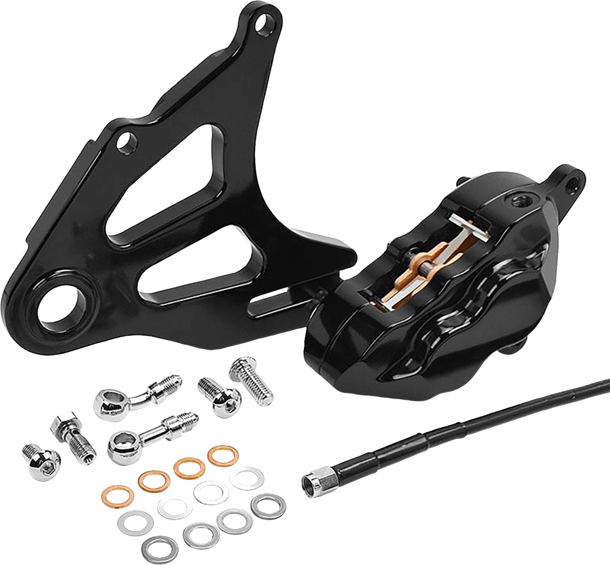 Rear Piston Caliper & Mounting Bracket - Rear Caliper - Black [1701-0735]