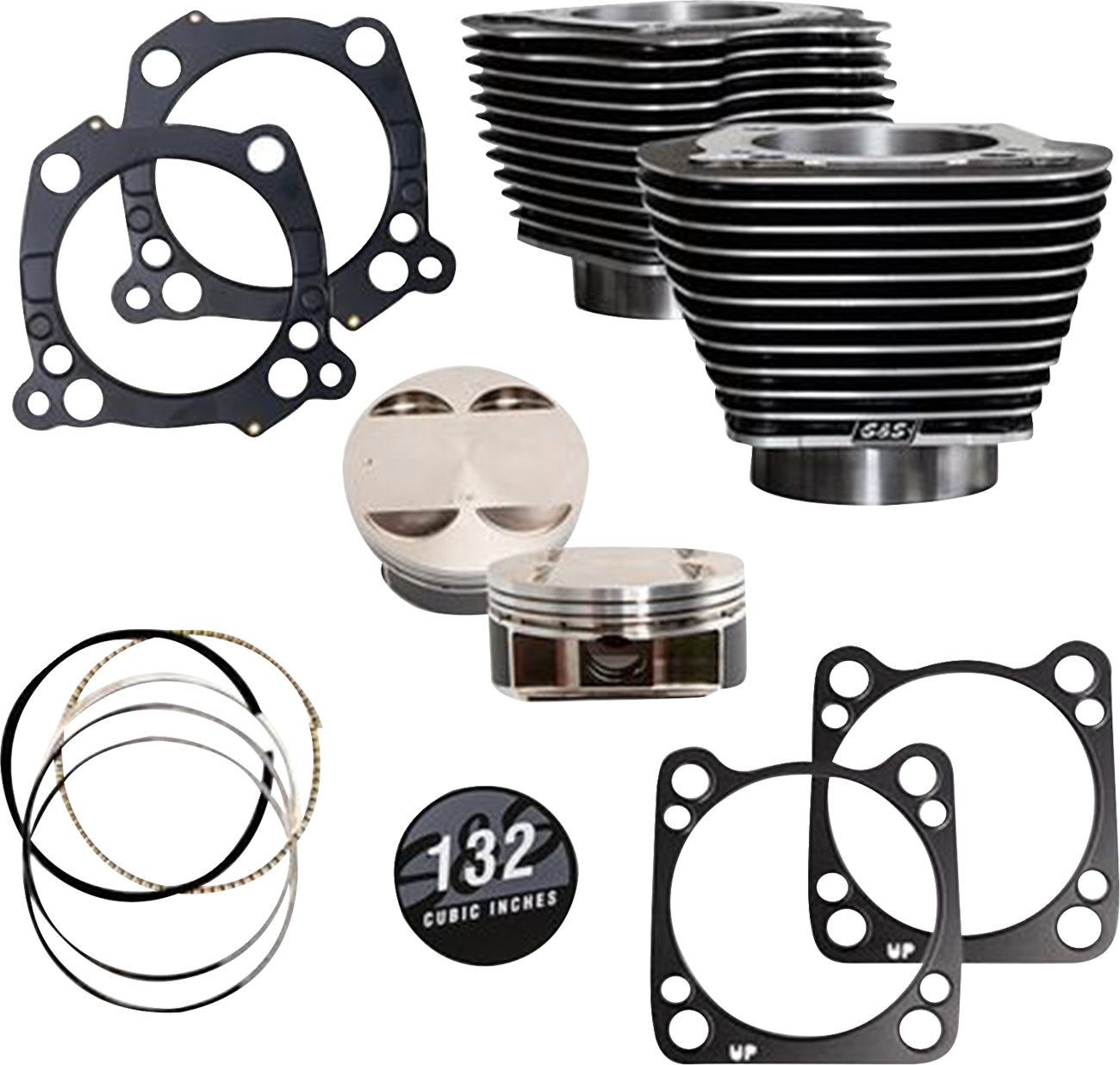 Big Bore Cylinder Kit - 132" Cylinder Kit - 4.500" Stroke - Black Granite w/Highlighted Fins - M8 [0931-1202]