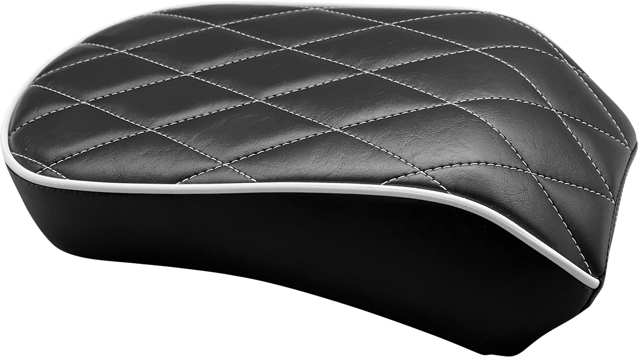 Bare Bones Series Pillion Pad — Diamond Stitch/White Piping - Bare Bones Pillion Pad - White Diamond - Black - FLDE/FLHC '18-'23 [0802-1476]