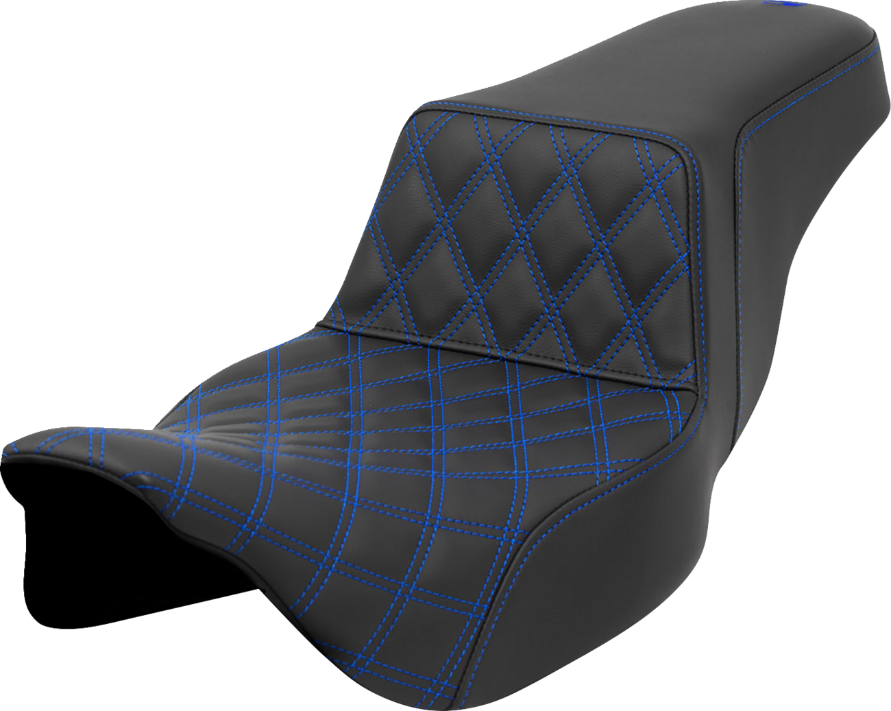 Lattice Stitch Step-Up Seat - Step-Up Seat - Front Lattice Stitch - Blue Stitch - Extended Reach - FLH/FLT '08-'23 [0801-1576]