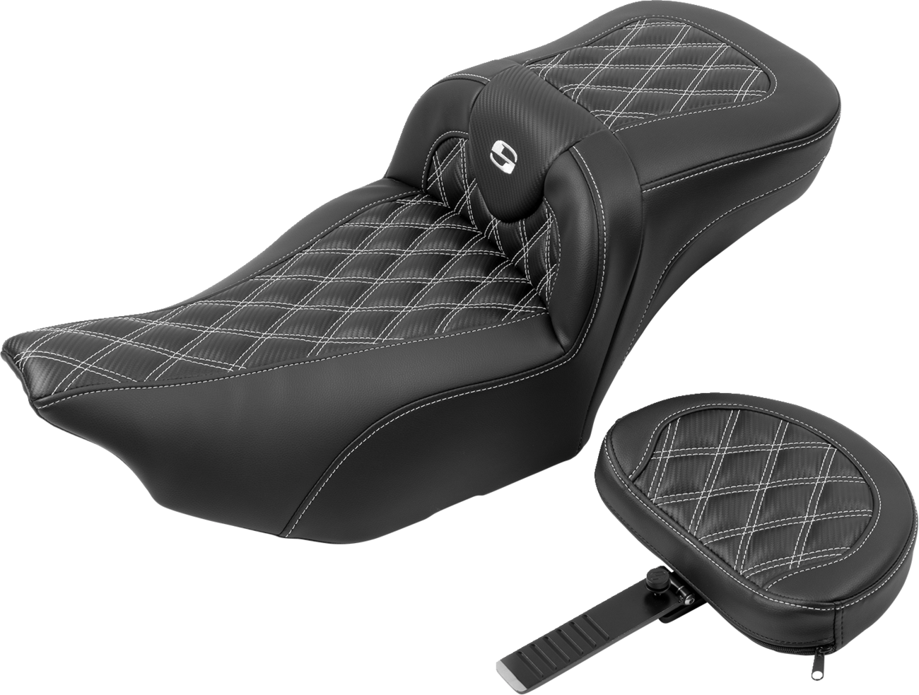 Roadsofa™ Extended Reach Seat - with Backrest - Lattice Stitch - White Stitch - FLTR/FLHX '23-'24 [0801-1808] - Image 2