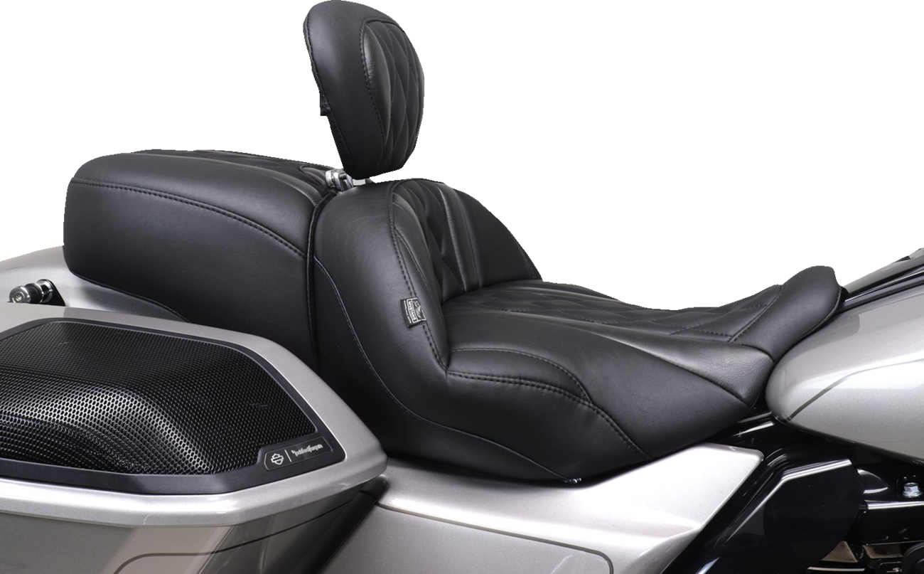 Deluxe Touring Seat - Deluxe One-Piece, 2-Up Seat - Diamond - Black Stitch - FLT/FLH '23-'25 [0801-2127] - Image 7
