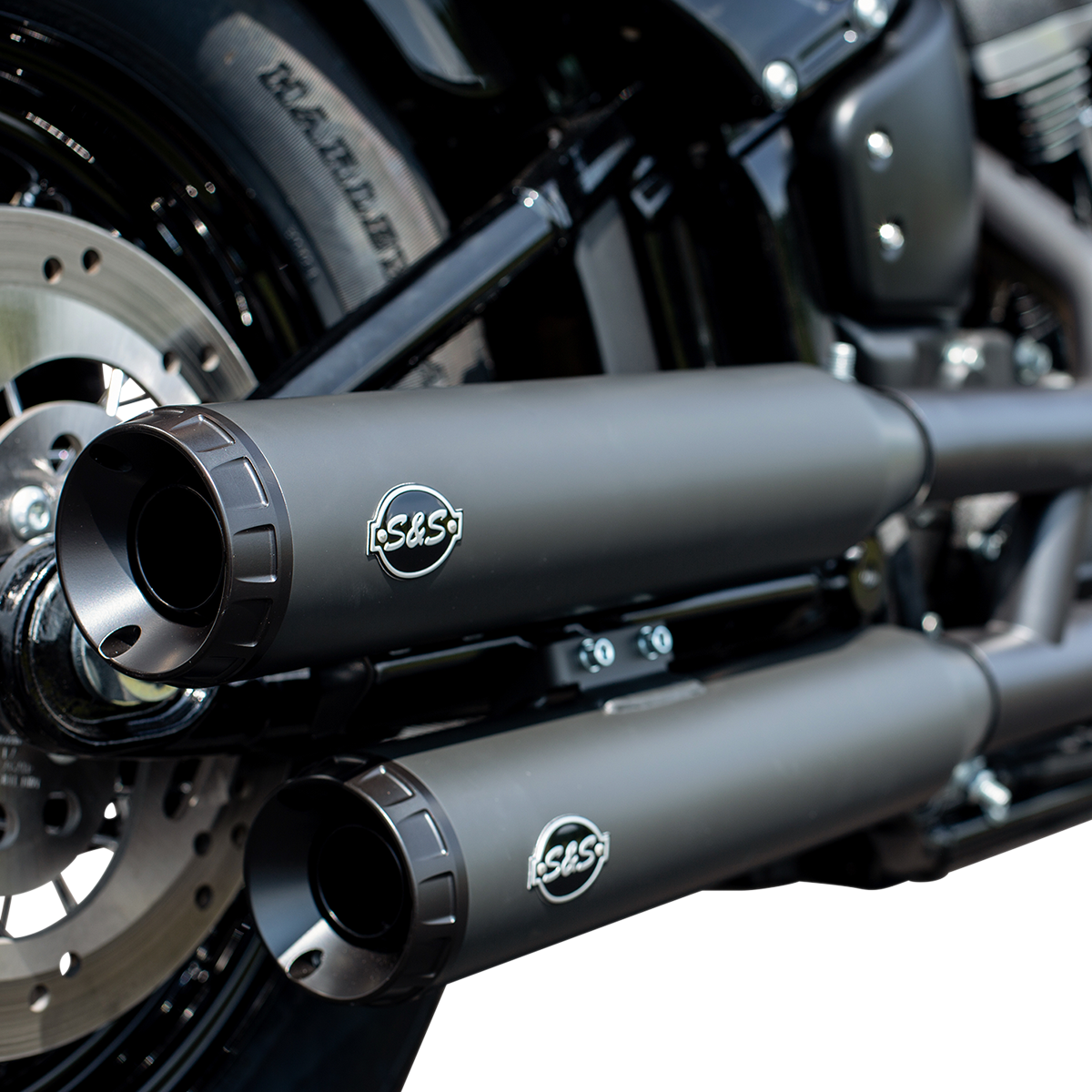 Grand National Race Slip-On Mufflers - Grand National Race Mufflers for Softail - Black [1801-1360] - Image 3