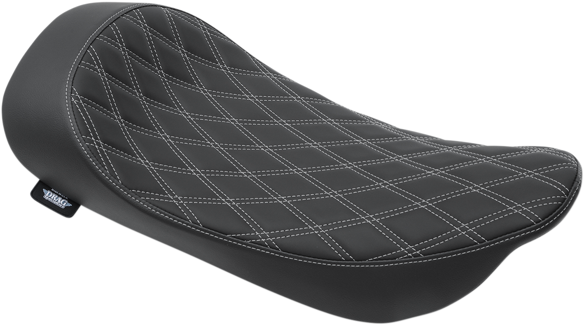 EZ-ON Mount Low-Profile Solo Seat - Low Solo Seat - Double Diamond - Silver Stitch - FLHR/FLHX '99-'07 [0801-1156]
