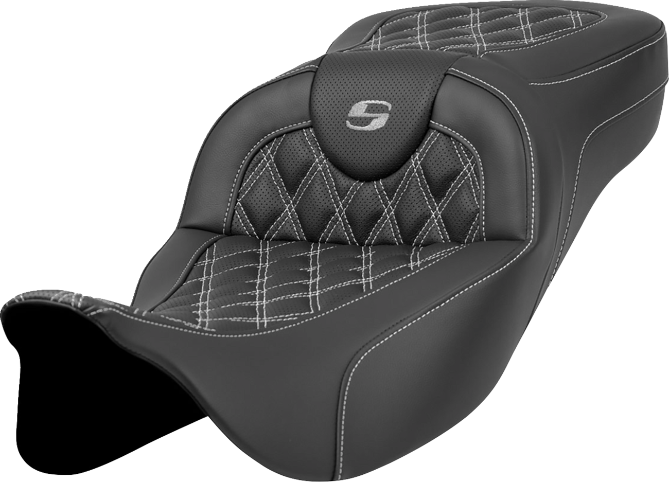 Extended Reach RoadSofa™ Seat - Extended Reach Roadsofa™ Seat - Lattice Stitch - Silver Stitch - without Backrest - FL '08-'24 [0801-1589]