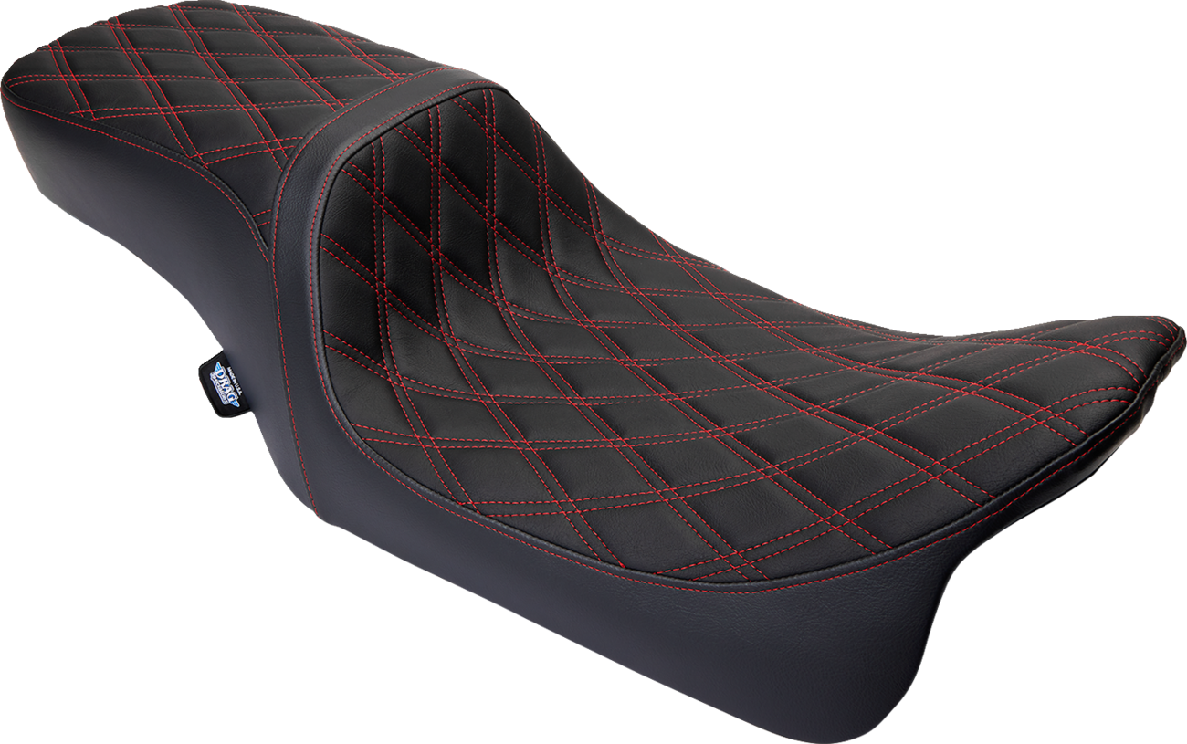 Performance Predator 2-Up Seat - Predator 2-Up Seat - Vinyl - Double Diamond Red Stitch - w/o Backrest - FL '08-'23 [0801-1494]