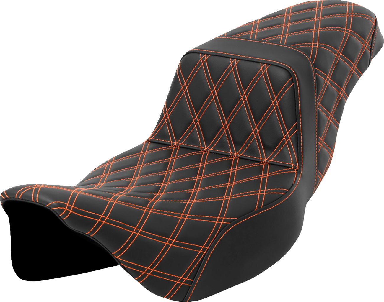 Lattice Stitch Step-Up Seat - Step-Up Seat - Lattice Stitch - Orange Stitch - Extended Reach - FLH/FLT '08-'23 [0801-1602]