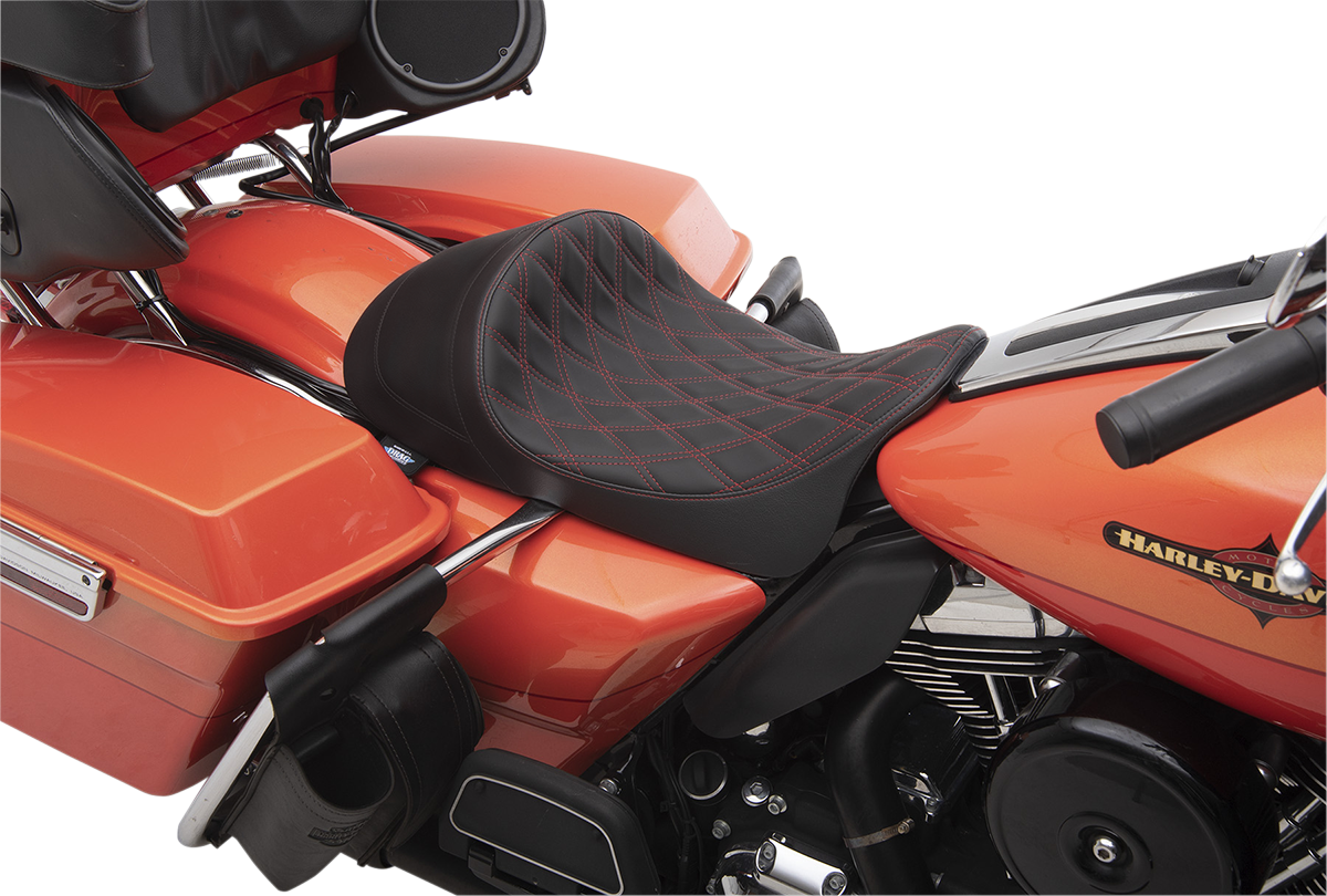 EZ-ON Mount Forward Low Solo Seat - Forward Low Solo Seat - Diamond - Red Stitched - FL '08-'23 [0801-1254] - Image 3
