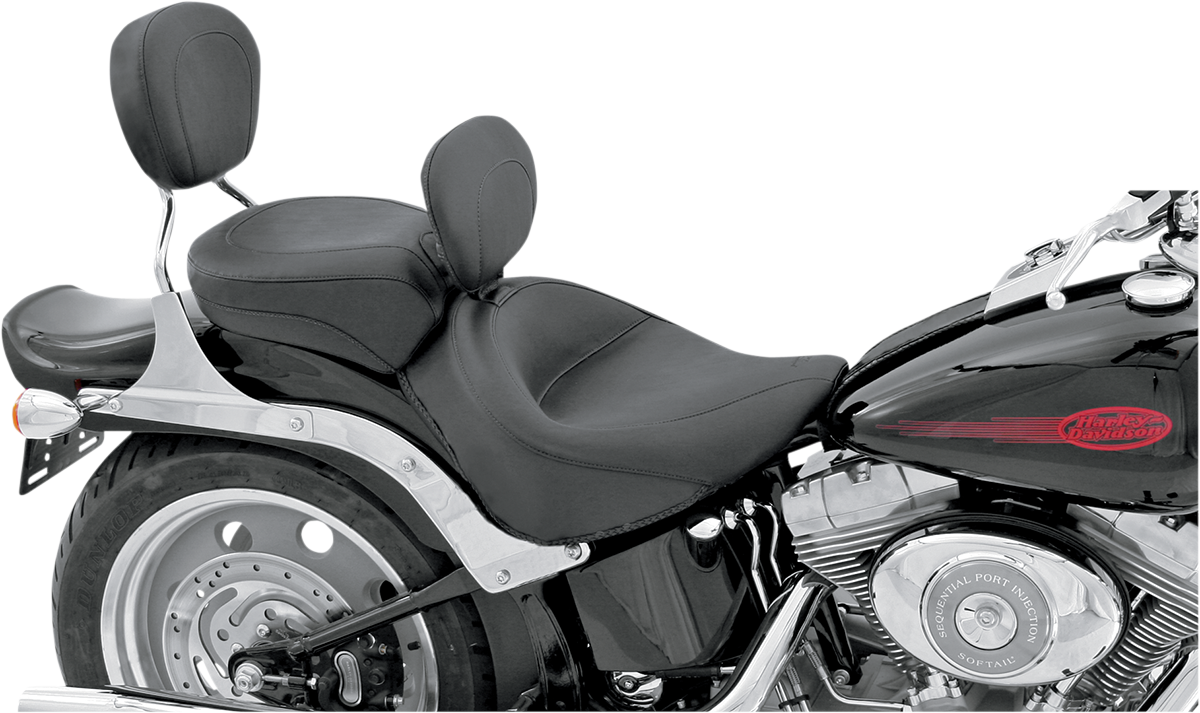 Wide Solo Seat with Removable Backrest - Wide Solo Seat - With Backrest - Vintage - Black - Smooth - Softail '06-'17 [0802-0532]