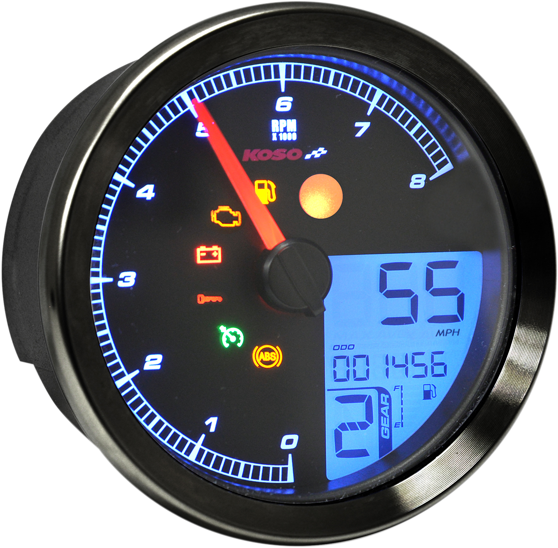 HD-04 Speedometer/Tachometer - Multi-Function Speedometer/Tachometer - HD-04 - Black [2211-0170]