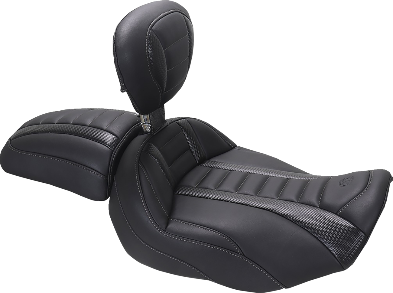 Deluxe Touring Solo Seat - w/ Backrest - Gunmetal Stitch - FLT/FLH '23-'25 [0801-1674] - Image 6