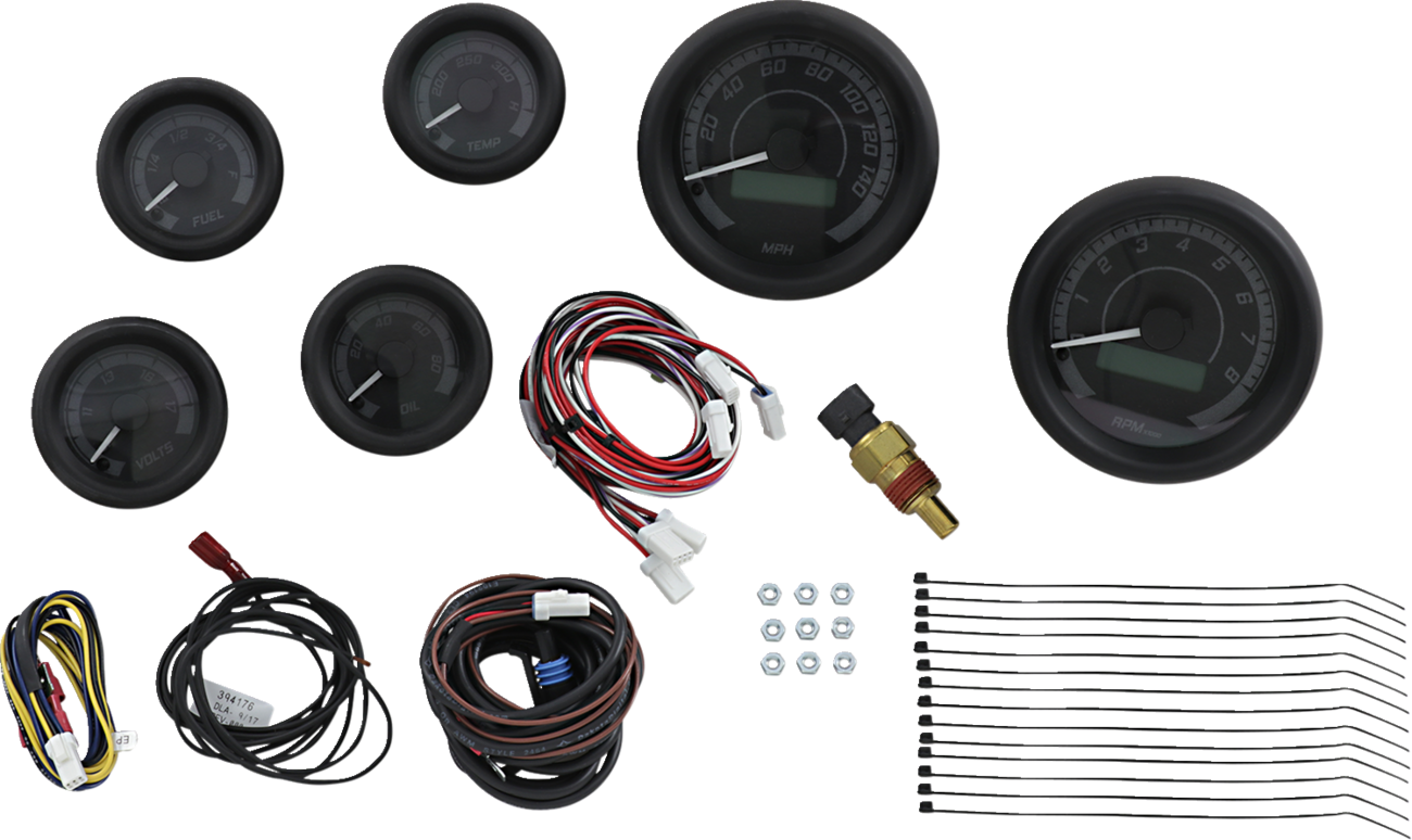 MVX-8K Series Analog/Digital Gauge Kit — 8604KGK Model - MVX-8K Series Analog/Digital 6-Gauge Kit - Black Bezel - Black Face with Gray Background [2212-0437]