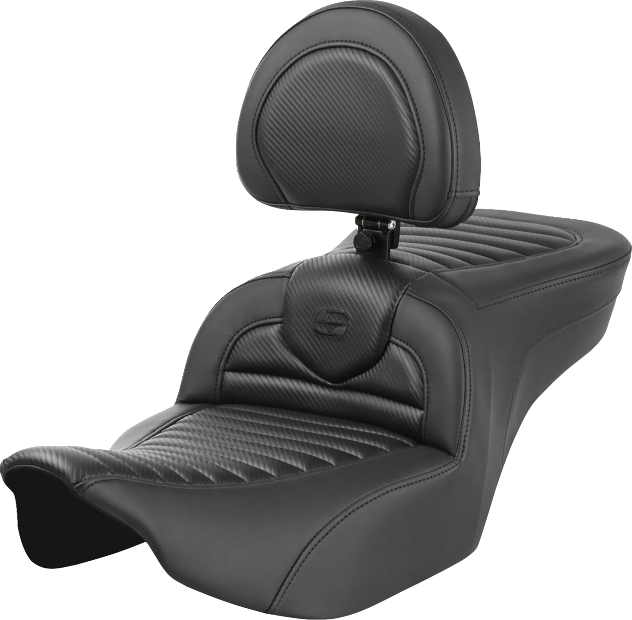 Roadsofa™ TR Seats - Roadsofa™ Seat - with Backrest - Tuck-n-Roll - Carbon Fiber - FLTR/FLHX '23-'24 [0801-1774]