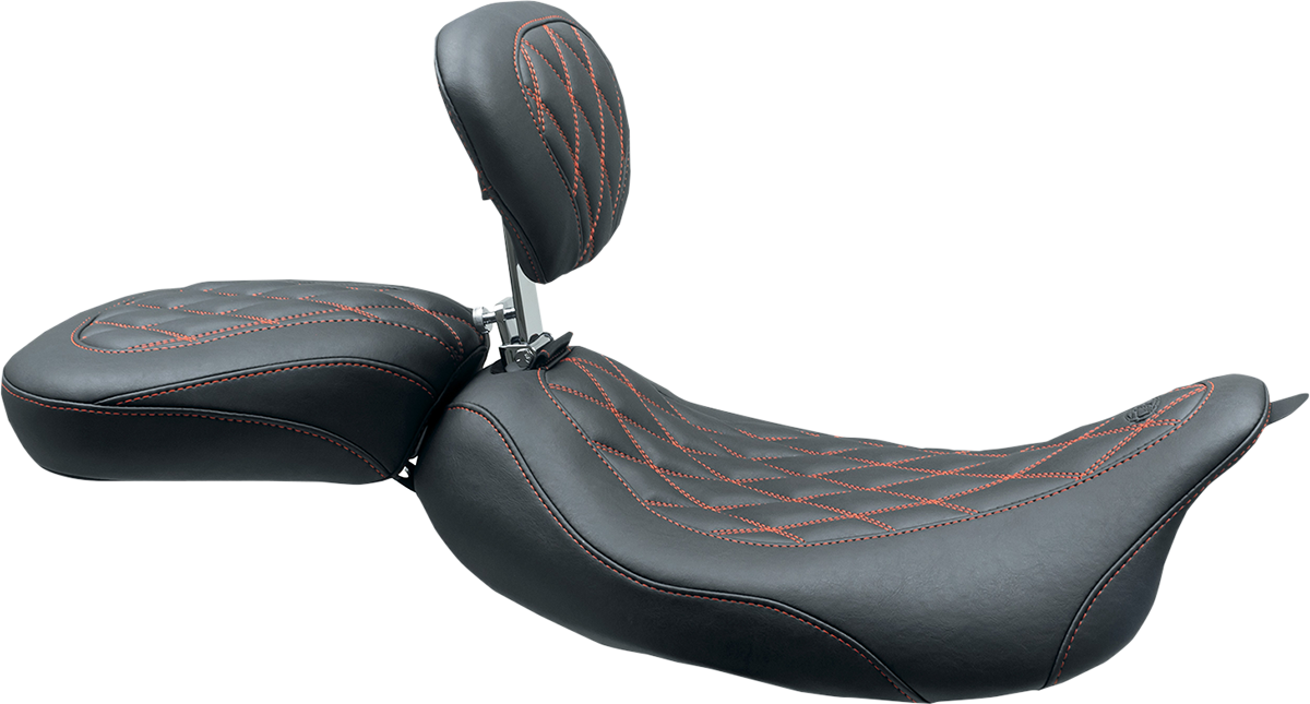 Wide Tripper™ Solo Seat With Removable Driver Backrest - Wide Tripper™ Solo Seat - w/ Drivers Backrest - Black w/ American Beauty Red Stitching - FL '08-'25 [0801-1377] - Image 3