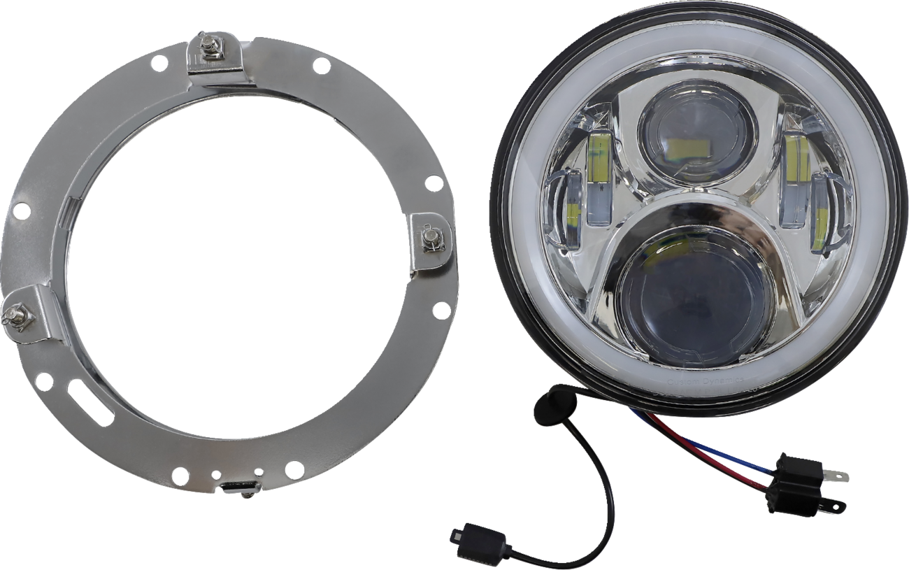 ProGLOW™ LED Headlamp with Color Changing Halo - ProGLOW™ 7" Headlamp - with Mounting Ring - Chrome [2001-2424]
