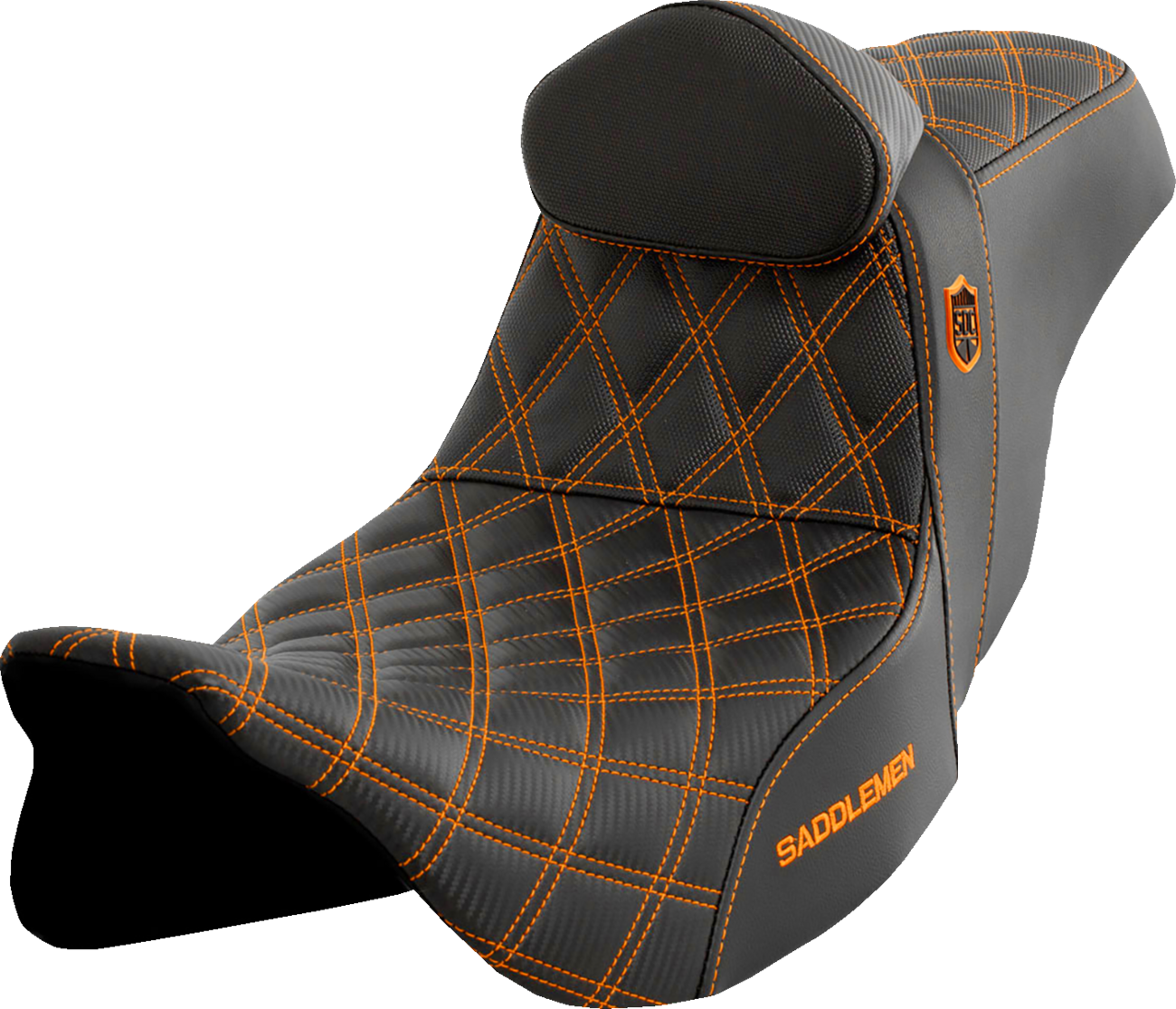 Pro Series SDC Performance Grip Seat - Pro Series SDC Performance Seat - w/ Backrest - Orange Stitch - FLH/FLT '08-'25 [0801-1664]