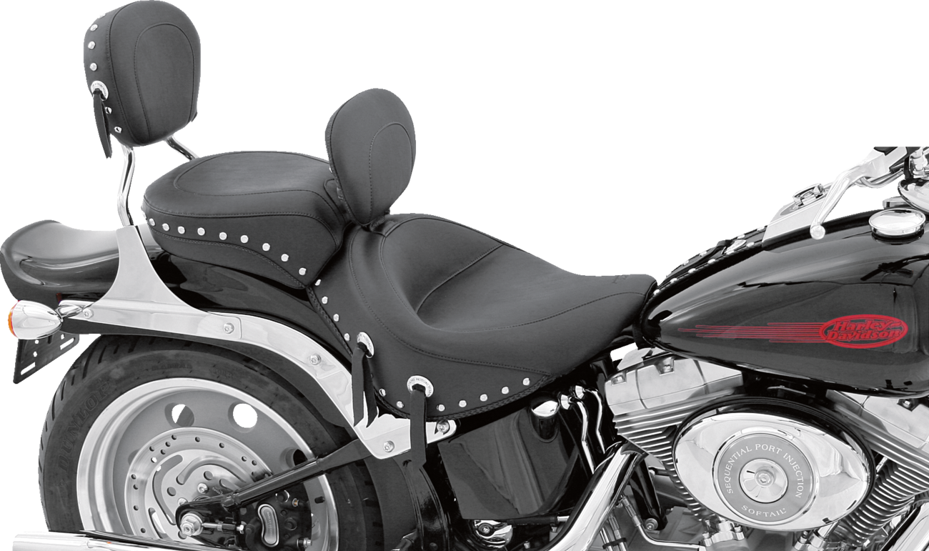 Wide Solo Seat with Removable Backrest - Wide Solo Seat - With Backrest - Black - Studded w/ Concho - Softail '06-'17 [0802-0534] - Image 4