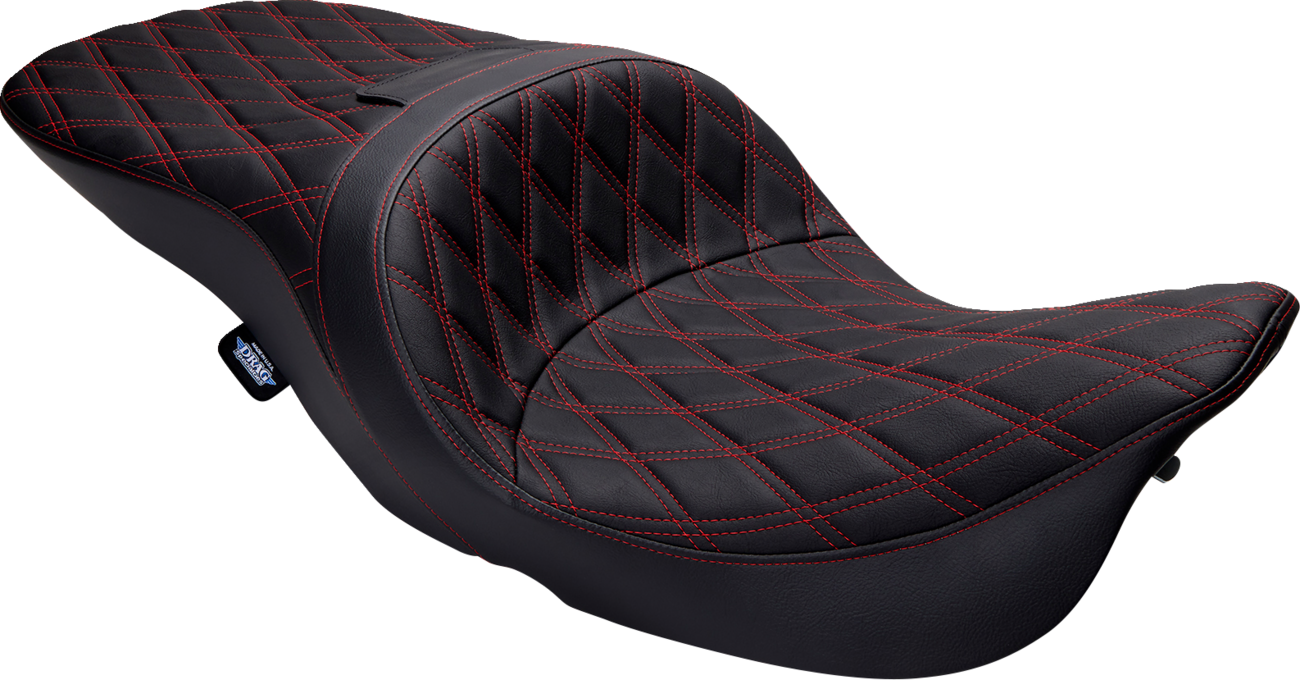 Freedom Touring Seat - Freedom Seat - Vinyl - Double Diamond Red Stitch - FLH '97-'07 [0801-1507]