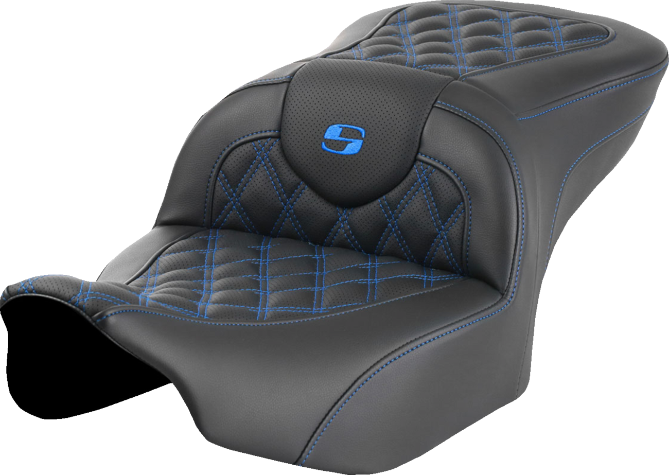 Roadsofa™ Lattice Stitch Seat - Roadsofa™ Seat - without Backrest - Blue Lattice Stitch - FLTR/FLHX '23-'24 [0801-1713]