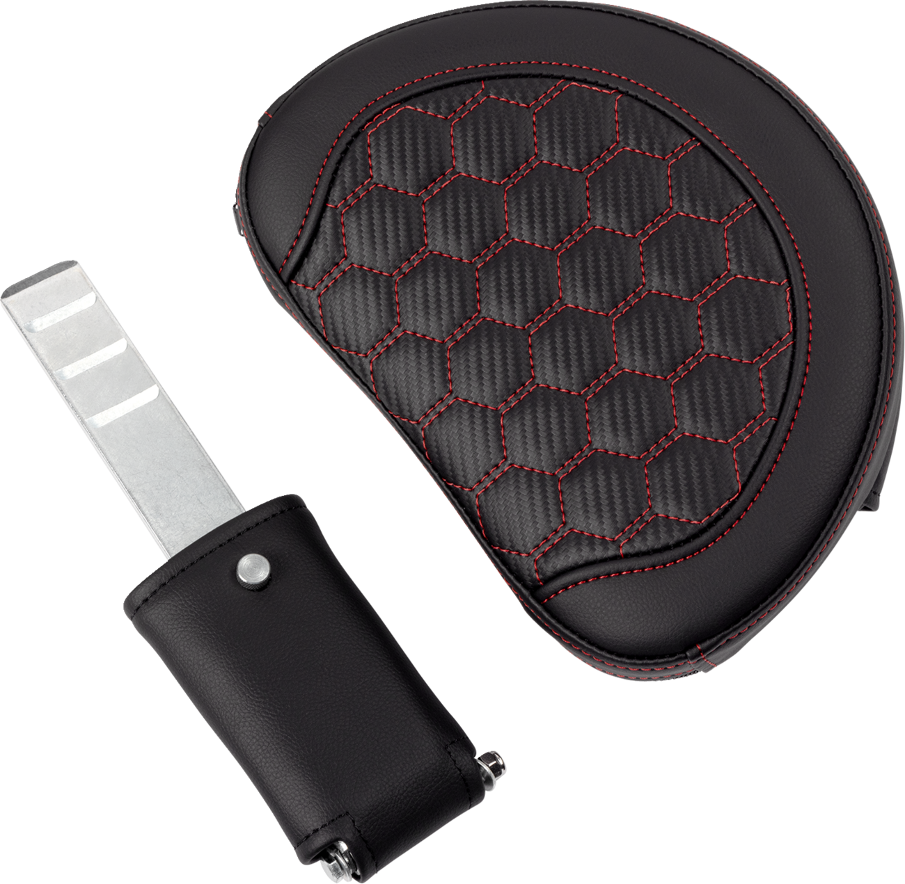 Honeycomb Roadsofa™ Seat - RoadSofa™ Seat - Honeycomb - Red Stitch - with Backrest - FLH/FLT '08-'23 [0801-1643] - Image 3