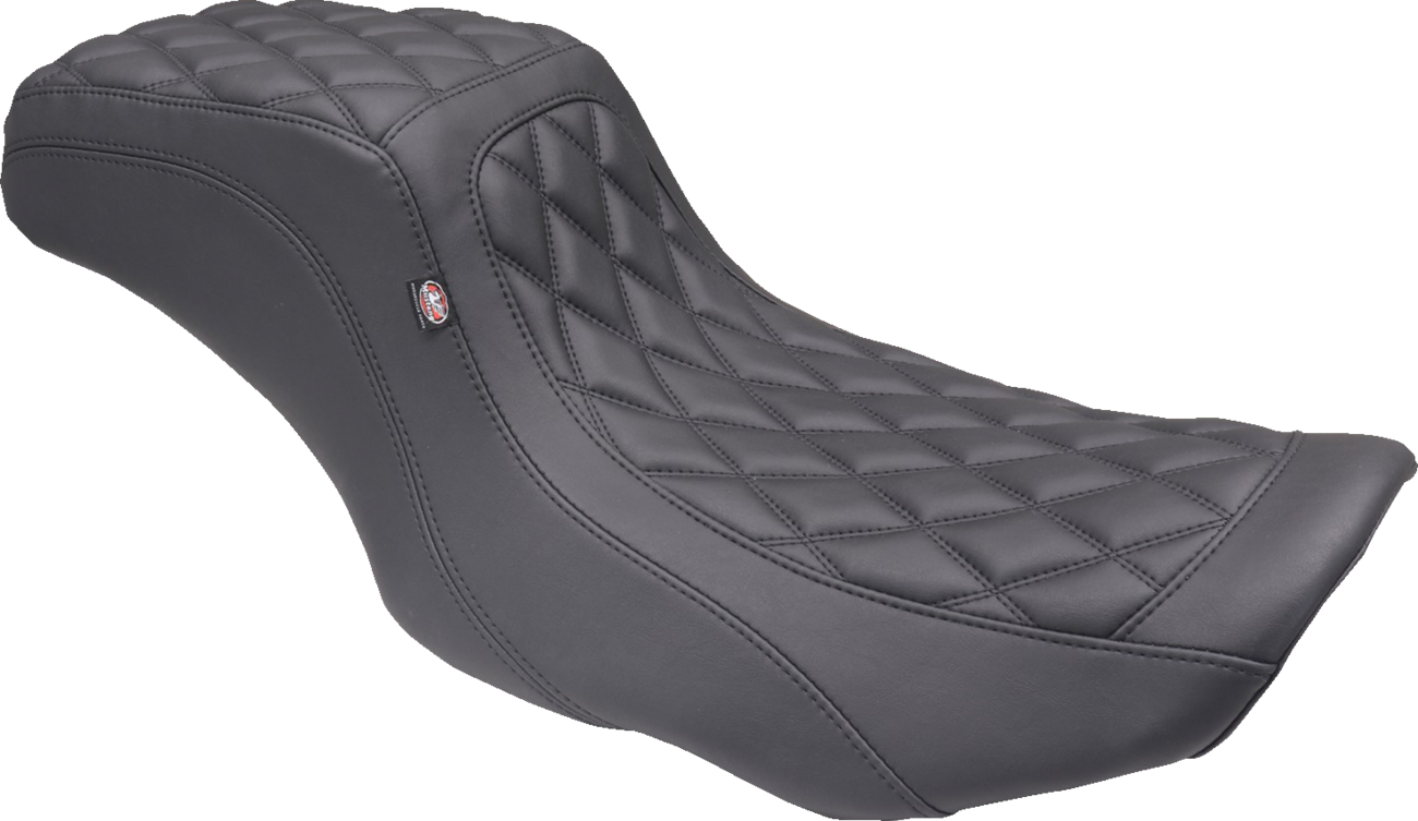 Double Diamond Squareback Seat - One Piece 2-Up Squareback Seat - Double Diamond - Black Stitch - FLH/FLT '23-'25 [0801-1903]