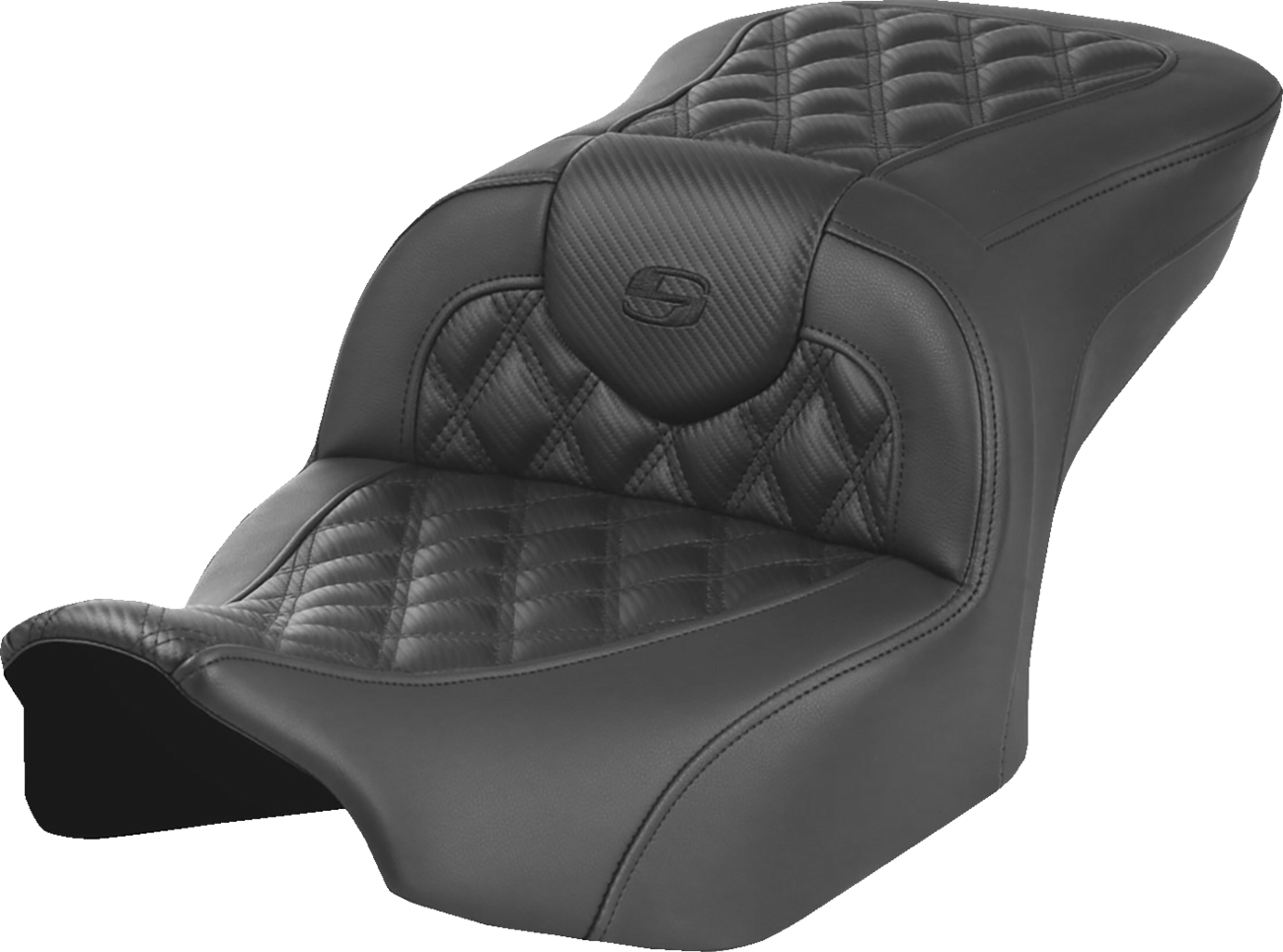 Roadsofa™ Lattice Stitch Heated Seat - Heated Roadsofa™ Seat - Carbon Fiber - Lattice Stitch - w/o Backrest - FLT/FLH '23-'24 [0801-2042]