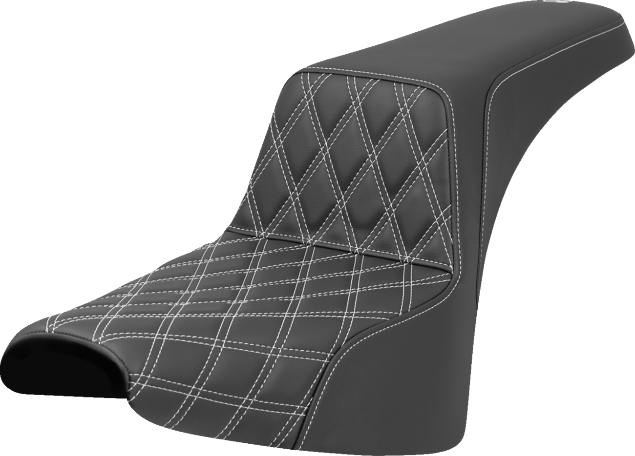 Lattice Stitch Step-Up Seat - Step-Up Seat - Front Lattice Stitch - White Stitch - FXST/FXBB '18-'25 [0802-1654]