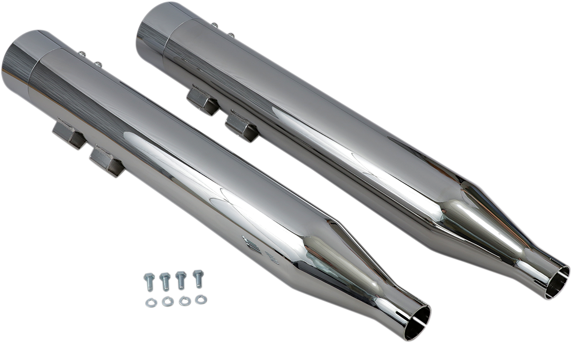 DNT Straight Can Slip-On Mufflers - DNT Straight Can Mufflers for '95-'16 FL - Chrome [1801-0822] - Image 2